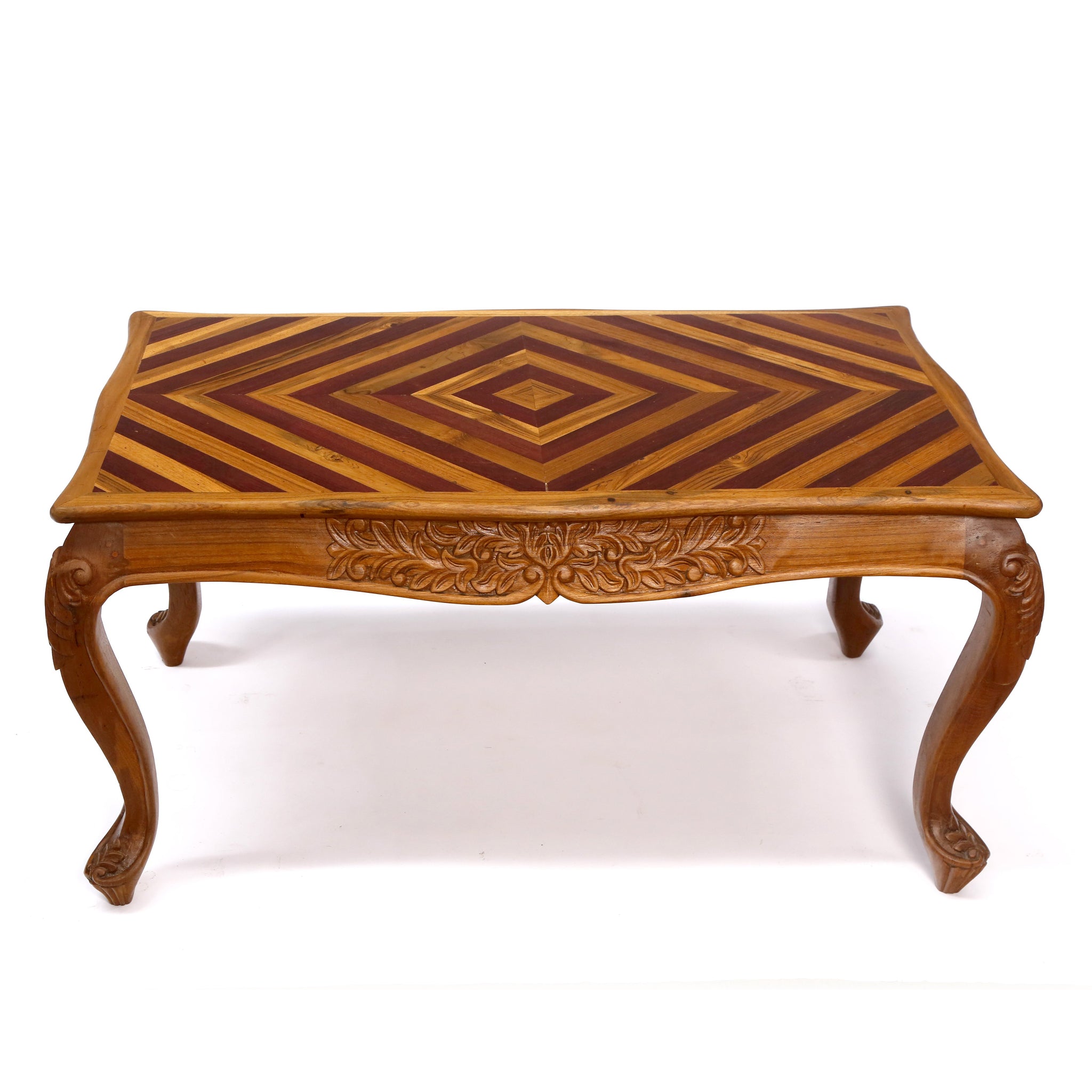 Exquisite Teak Wood Coffee Table with Stunning Inlay Design | Shop Now!