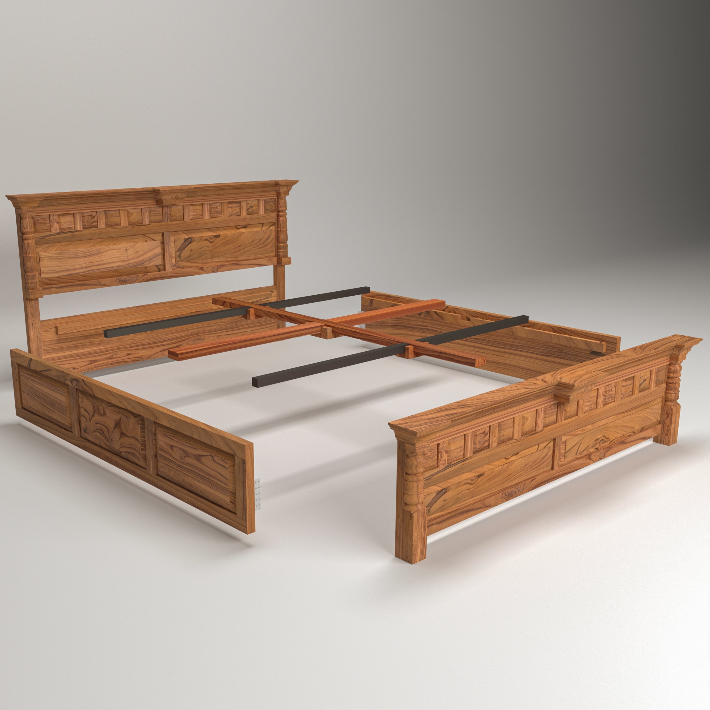Brick concept teak wood storage bed Bed
