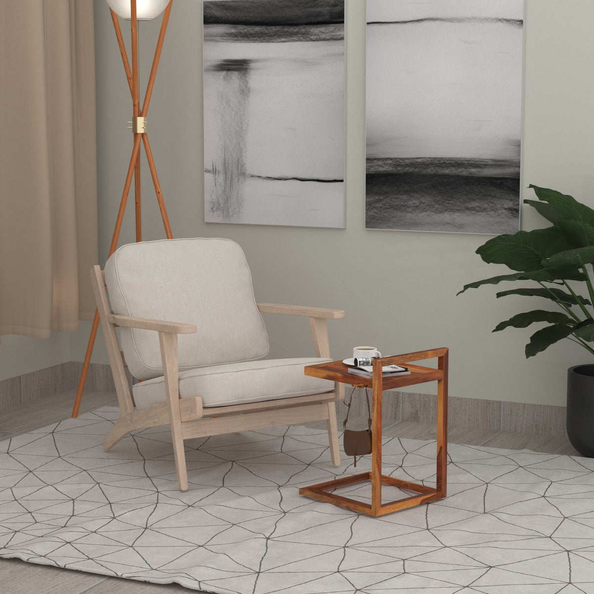 Buy C Table Online | C Shape Wooden Table - Woodsala