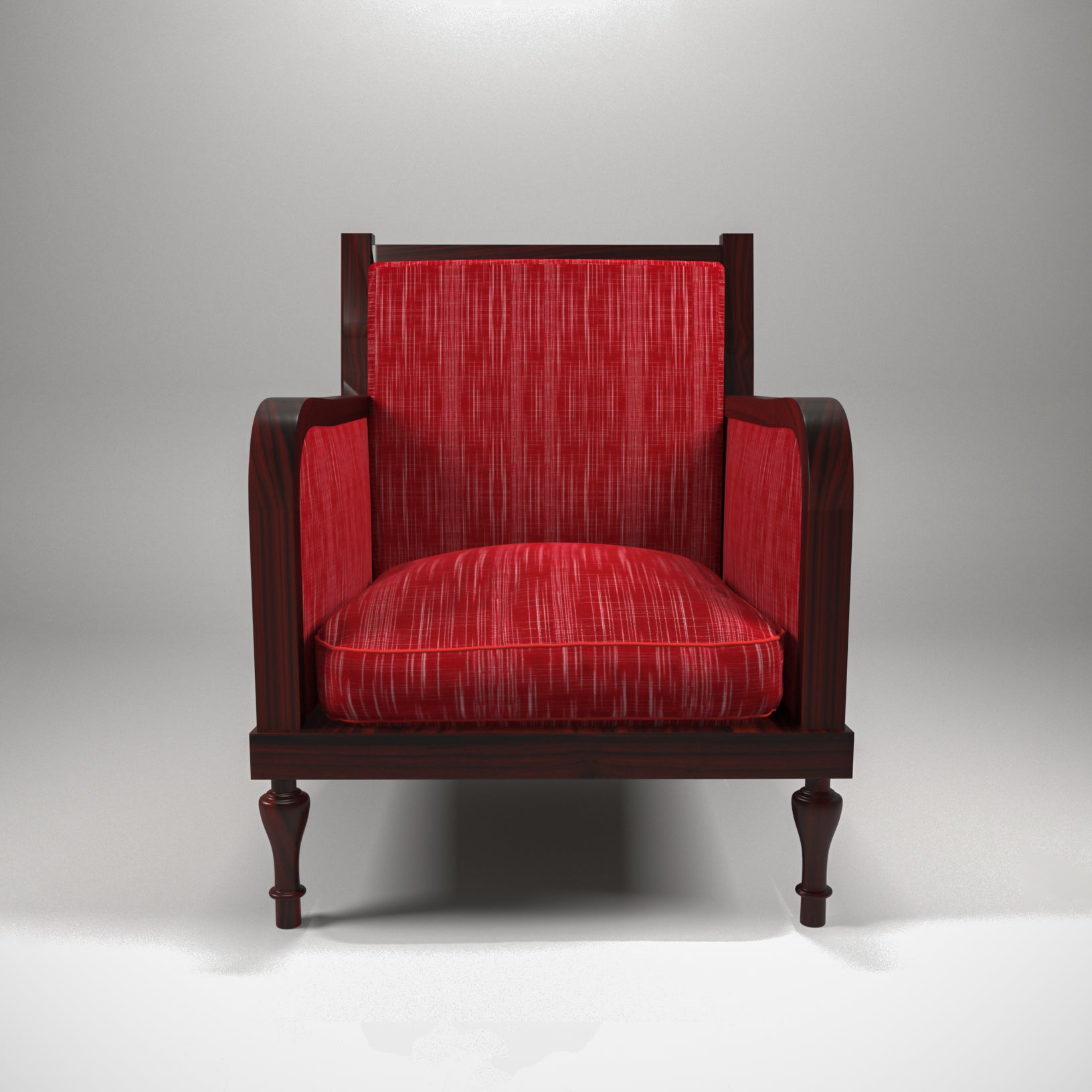 Rustic Red Upholstered Handmade Wooden Arm Chair for Home Arm Chair