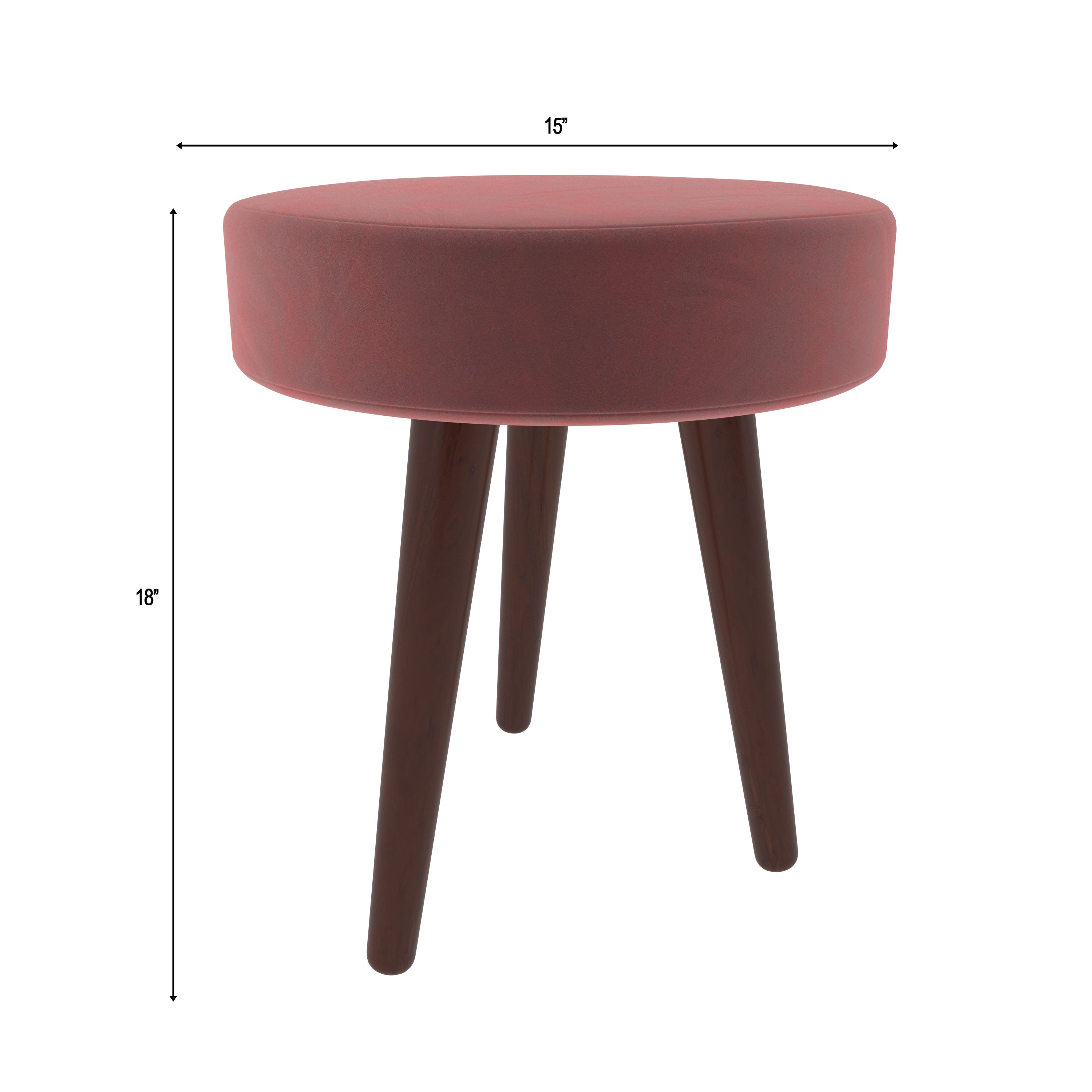 Jaguar Pink Round Top Finished Wooden Handmade Small Stool Stool