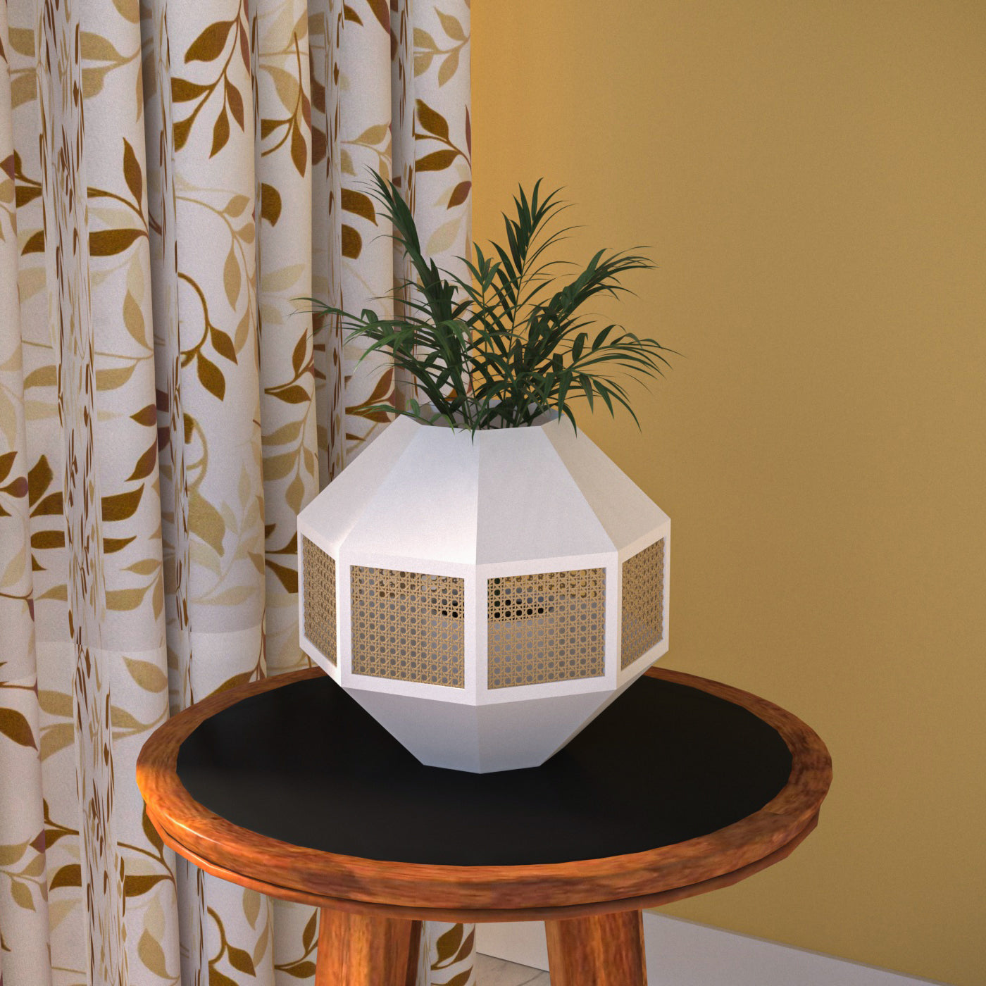 Diamond Shaped Wooden Handmade Light White Flowerpot for Home Pot