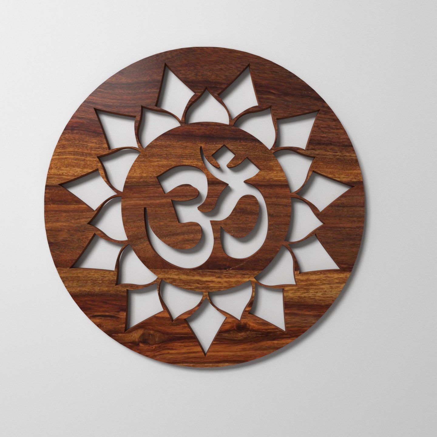 Flowery Pattern Round Om Symbol Wall Decor Adorned with Lotus Wall Decor