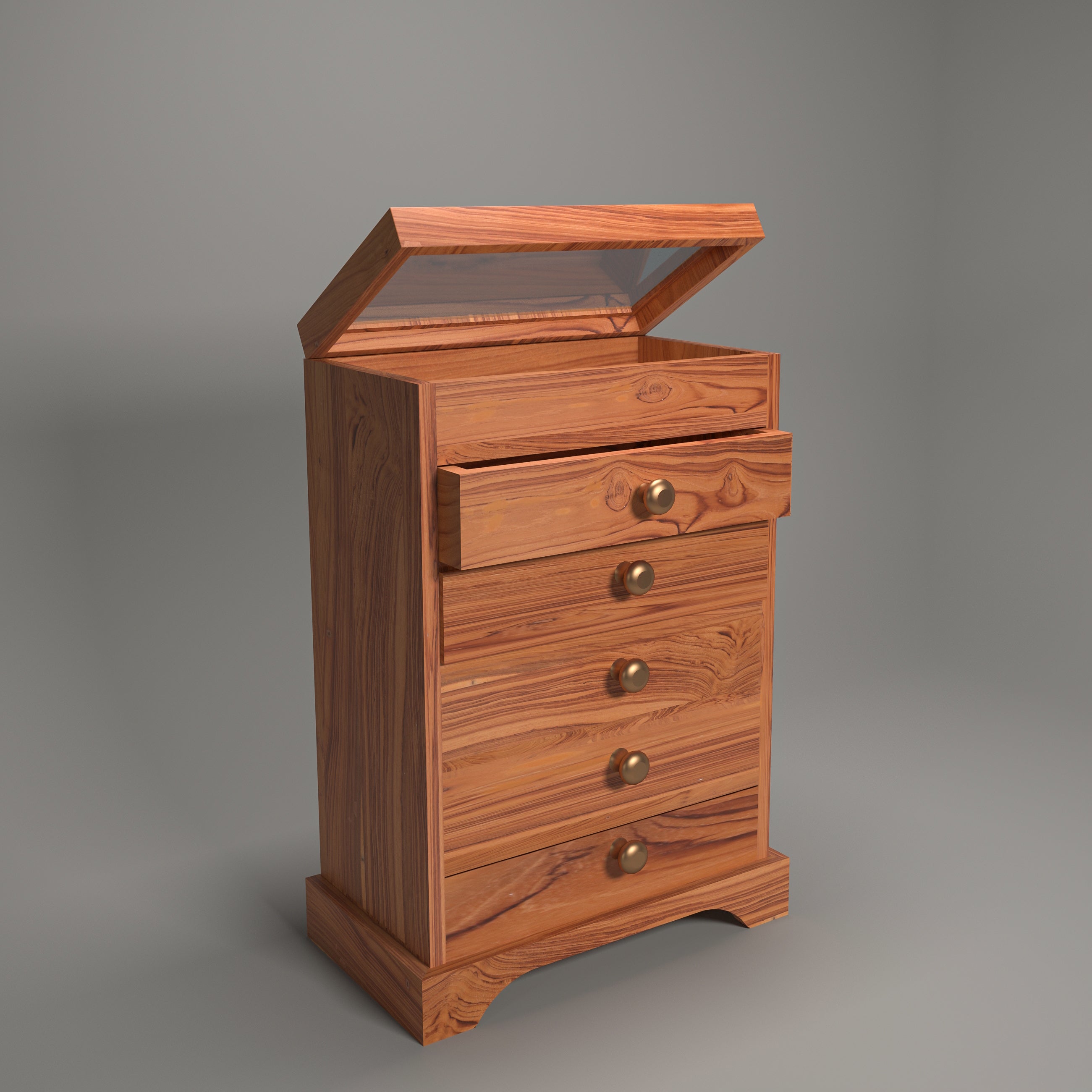 Teak wood 6 compartment compact Jewellery Box Desk Organizer