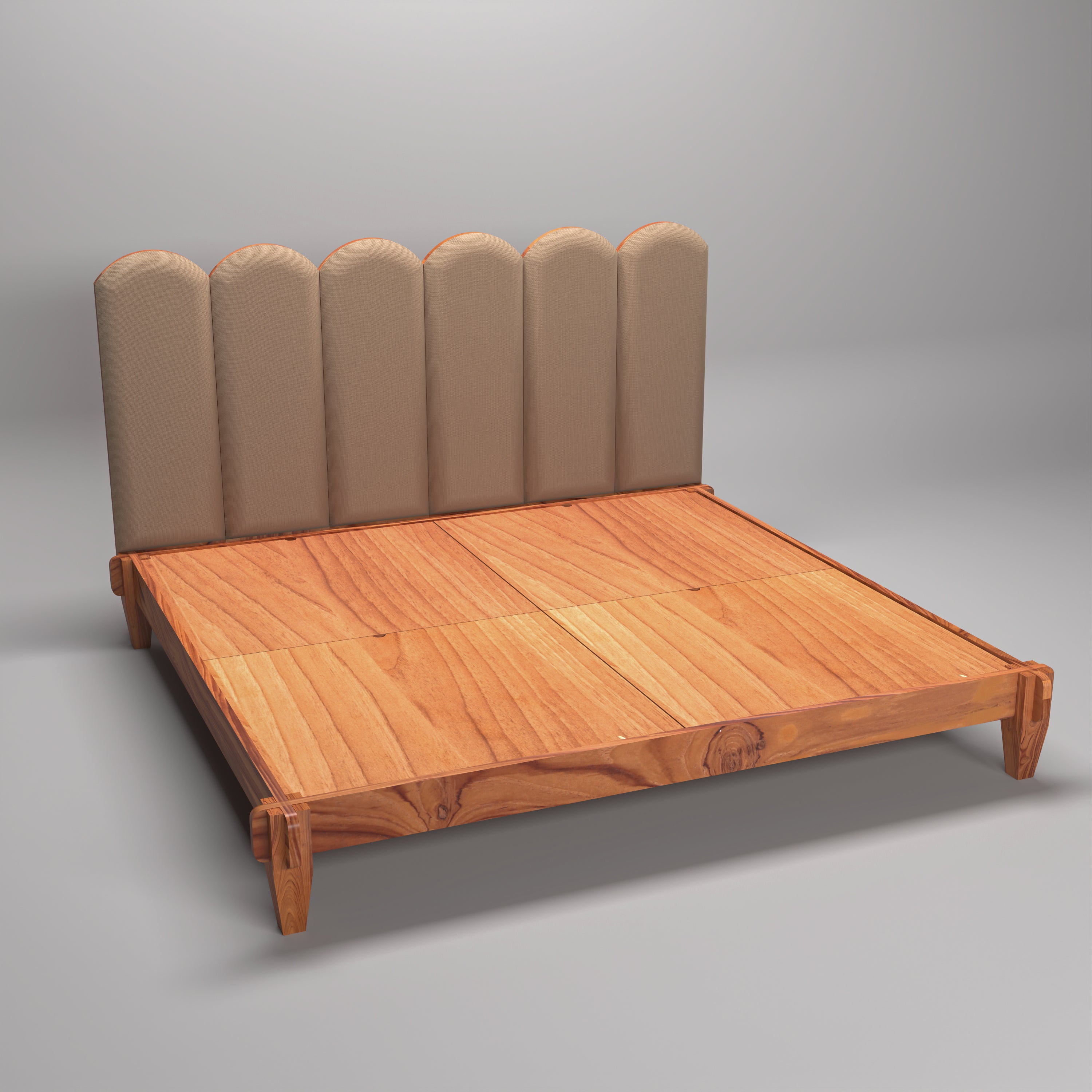 Solid Teak upholstered Headboard Classic Design Bed Bed