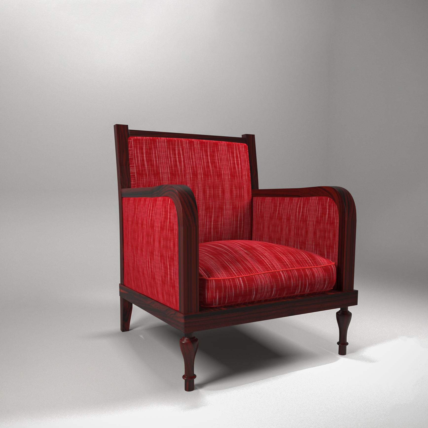 Rustic Red Upholstered Handmade Wooden Arm Chair for Home Arm Chair