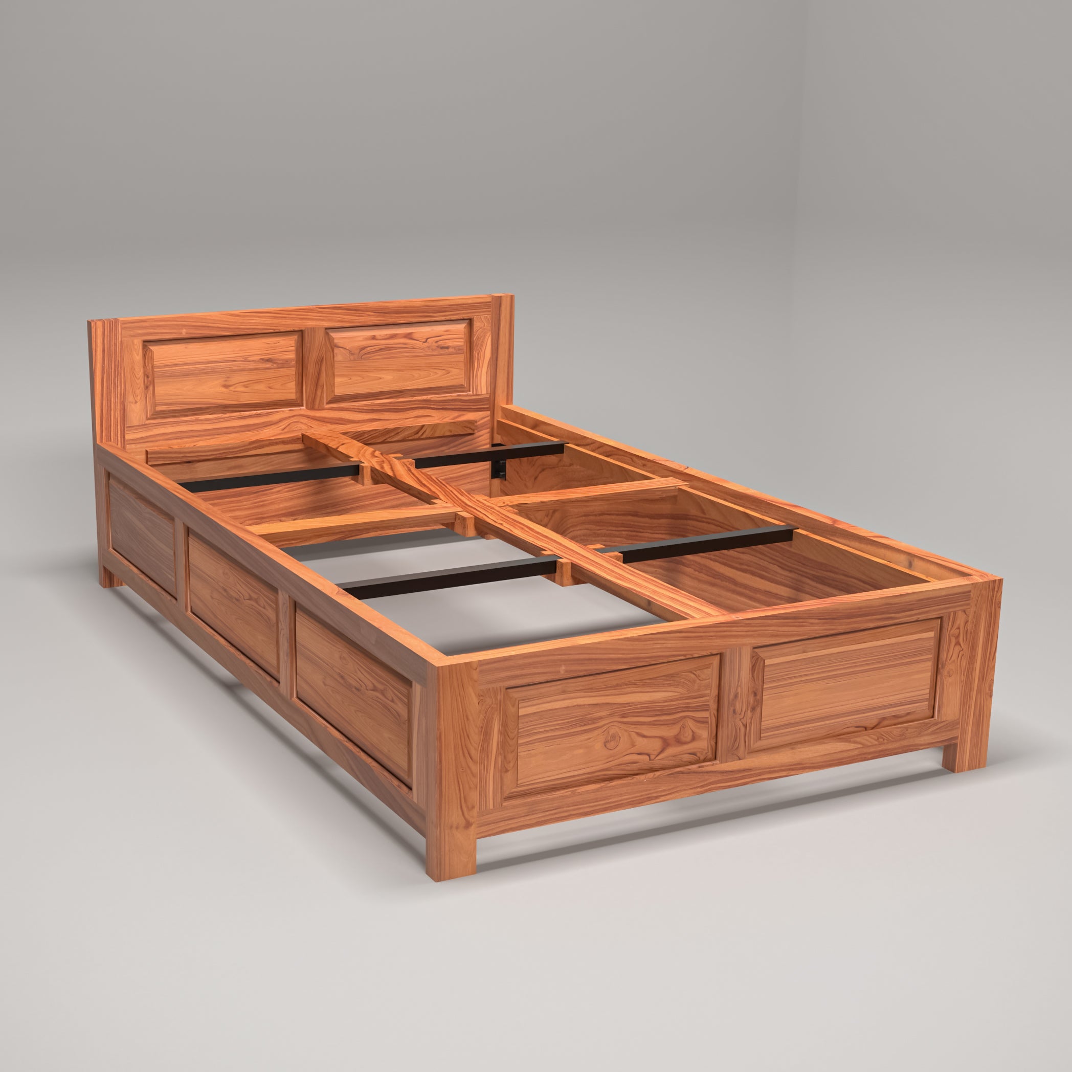 Wooden Designed Single Bed Teak Wood Bed