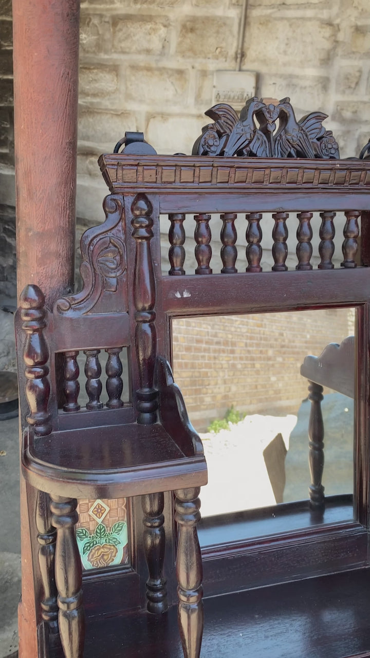 Intricate Carved Teak Wood Mirror