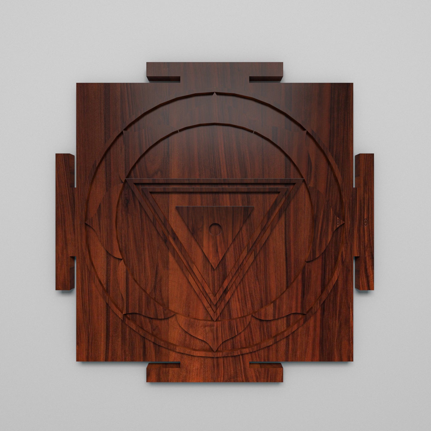 Sacred Religious Yantra Crafted from Solid Teak Wood for Spiritual Harmony Wall Decor