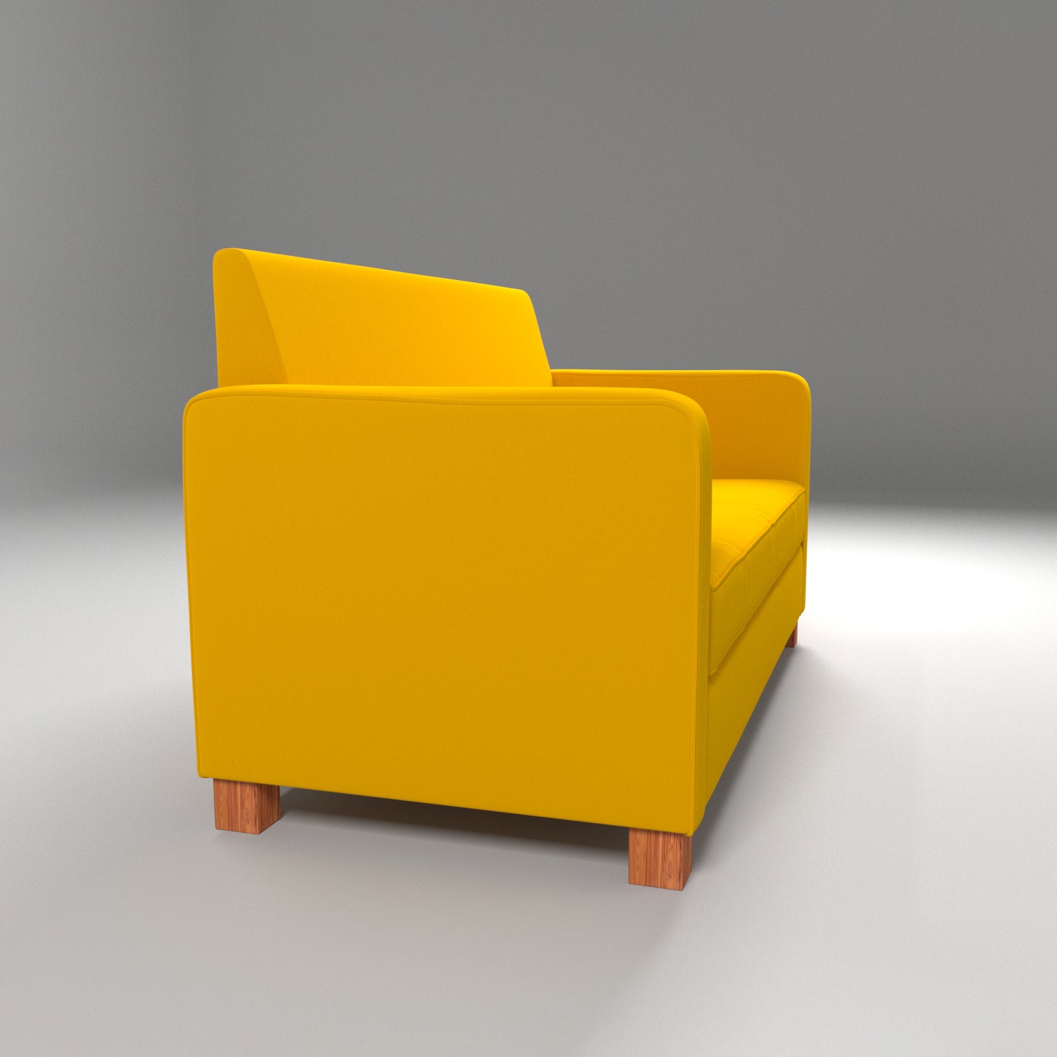 Double Seater Yellow Upholstered Sofa with 2 Cushions Sofa