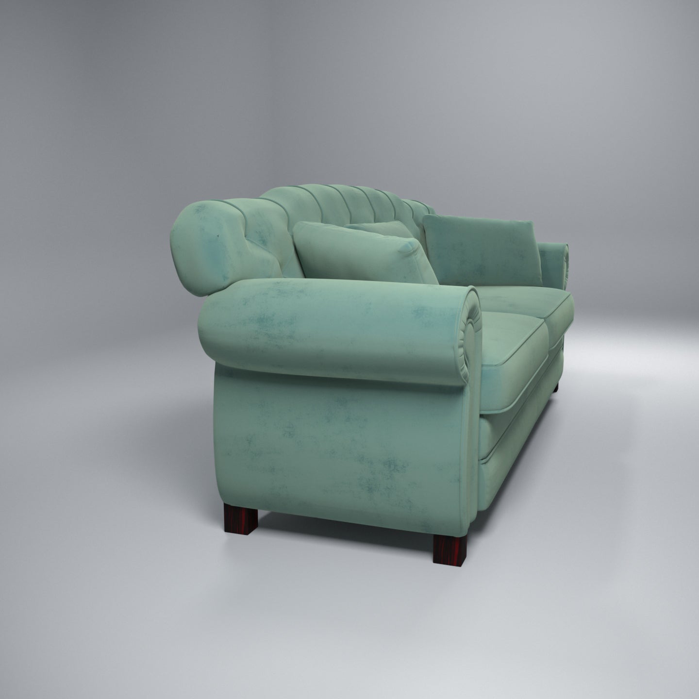 Classic Green Upholstered 3 seater sofa with 3 Cushions Sofa