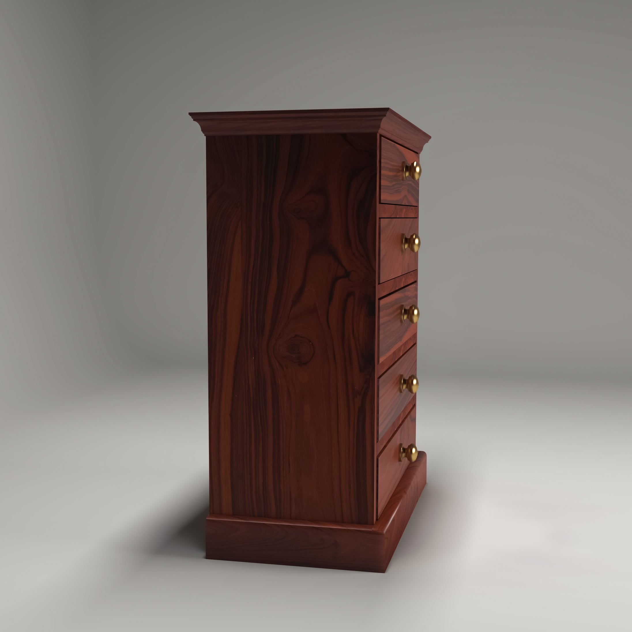 5 Drawer Pillar Box Bureau (Mahogany Touch) Desk Organizer