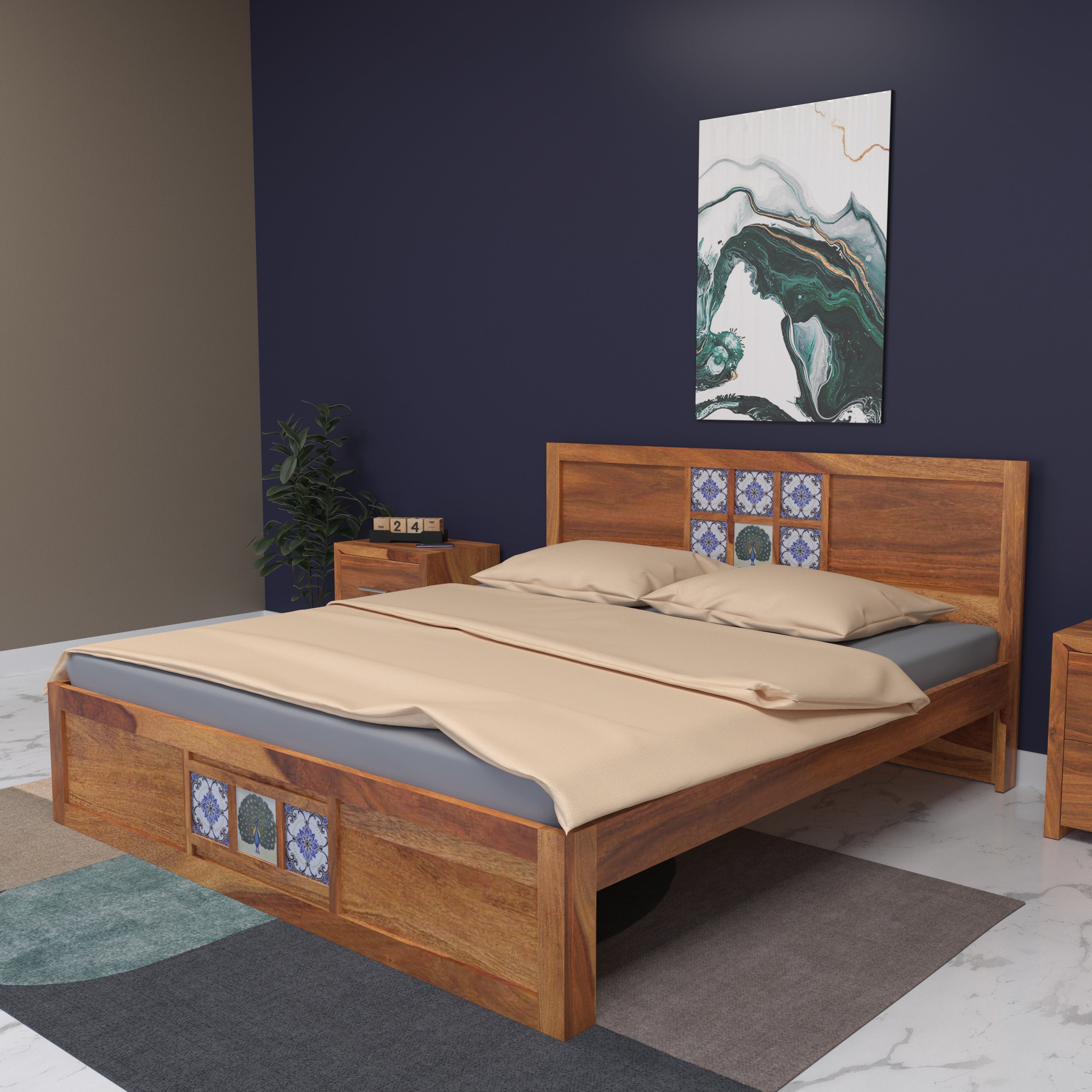 The Artisan's Royal Rest tile Bed (Without storage) Bed