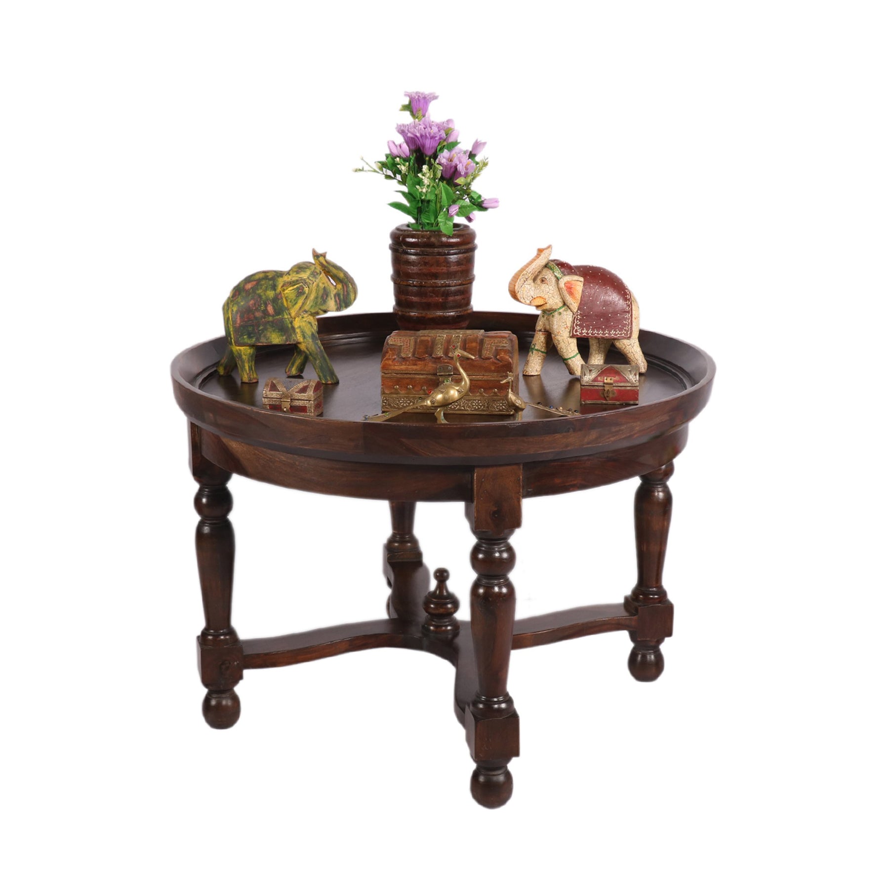 Country Wood Black Accent Table Tray Table