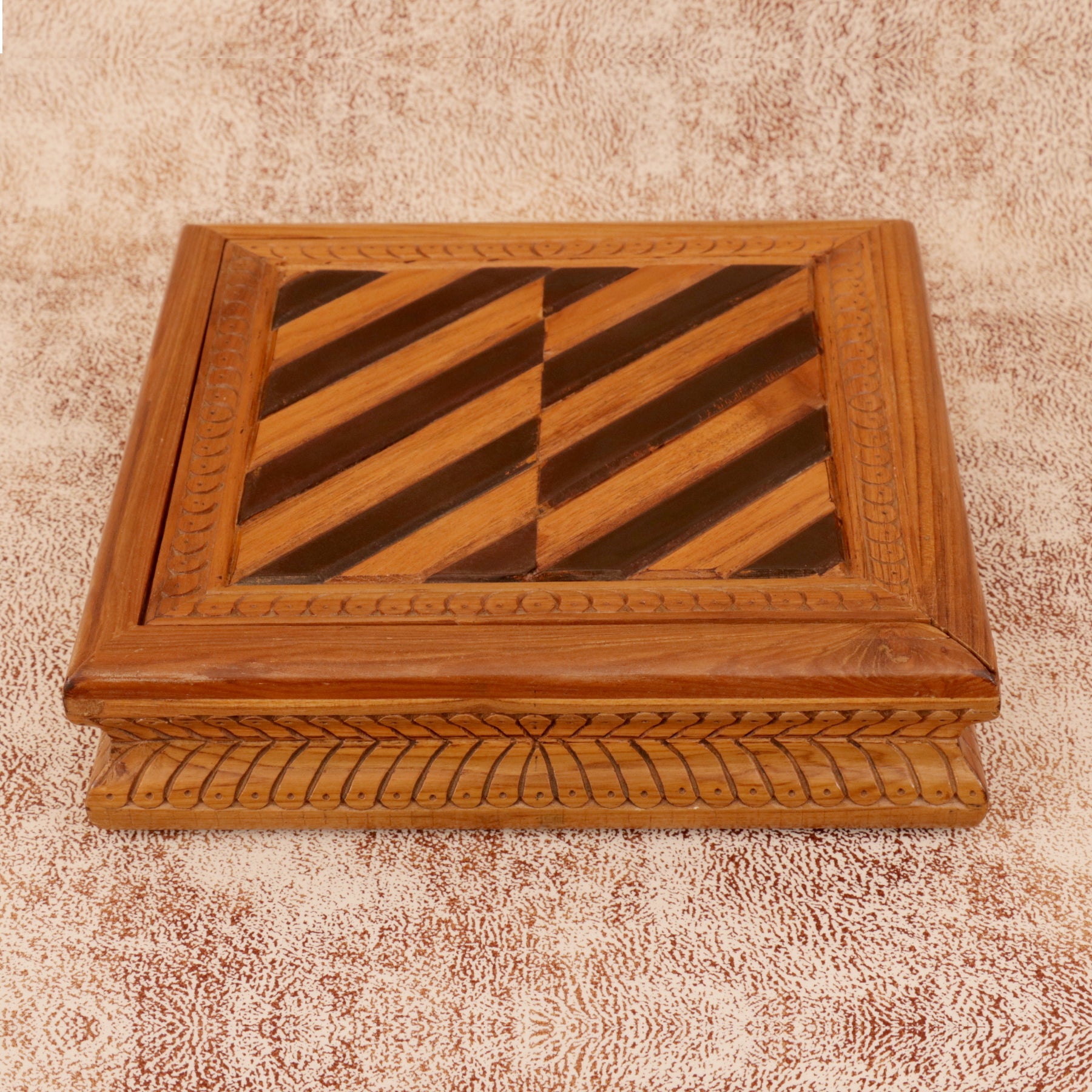 Striped Square Box Wooden Box