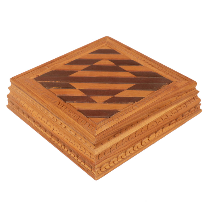 Abstract Squre Art Designed Handmade Wooden Box Wooden Box