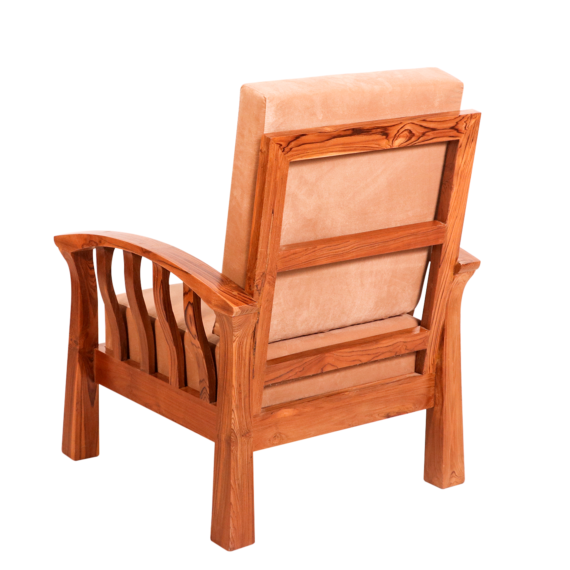 Teak wood curved strip design 3+1+1 Seater Sofa Sofa