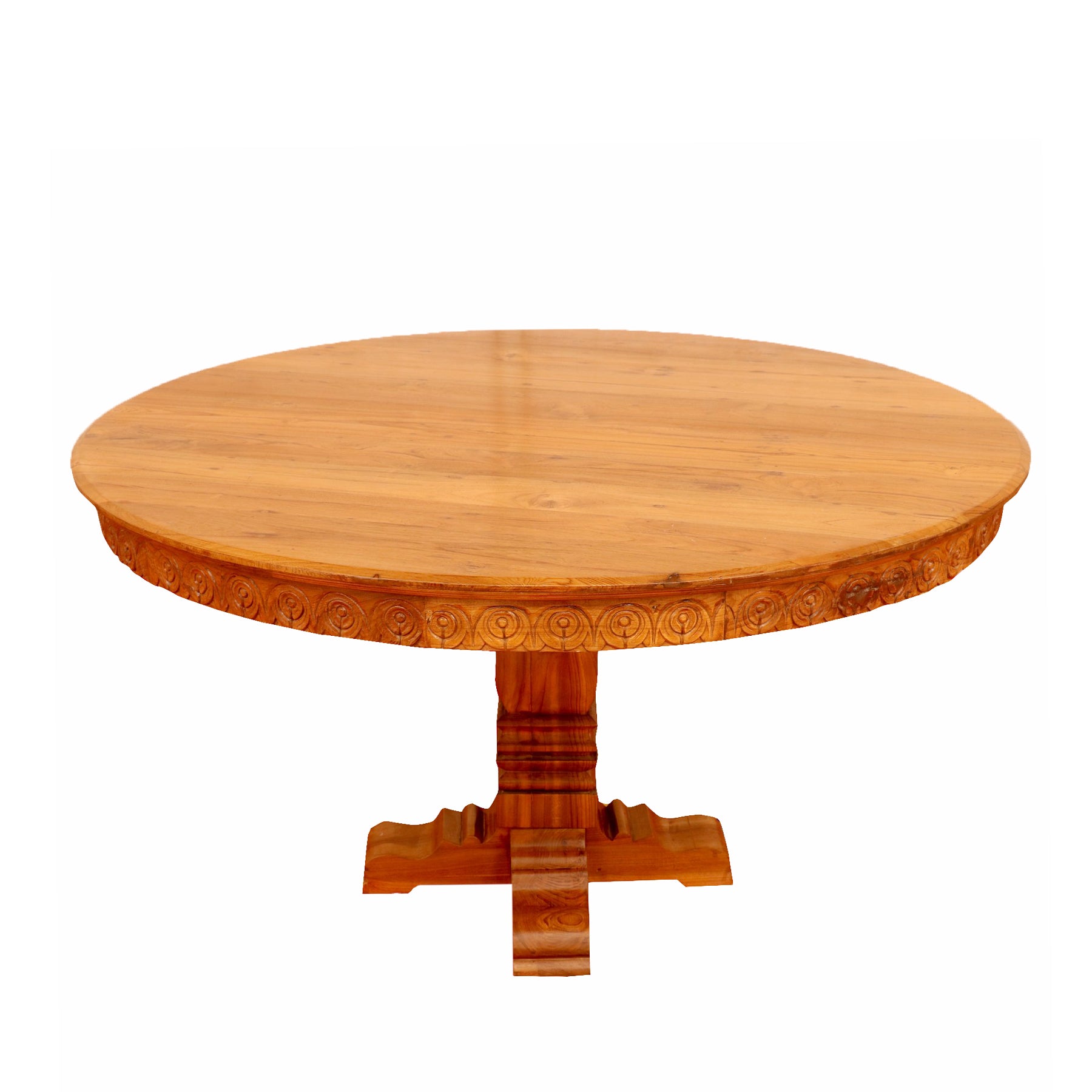 Teak wood Rounded carving Table Dining Table
