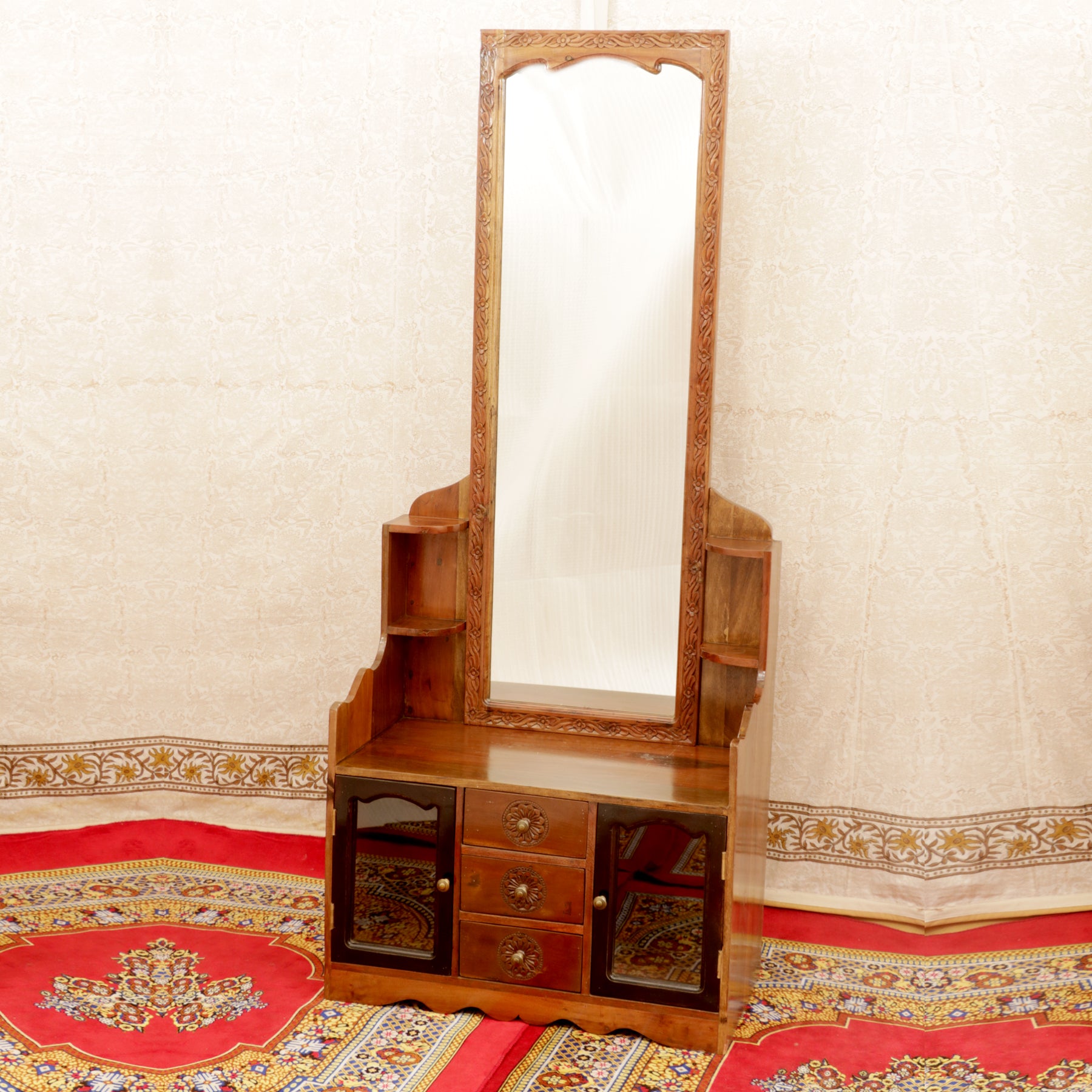 Max Engineered Wood Dresser with Mirror (Classic Walnut) - Nilkamal  Furniture