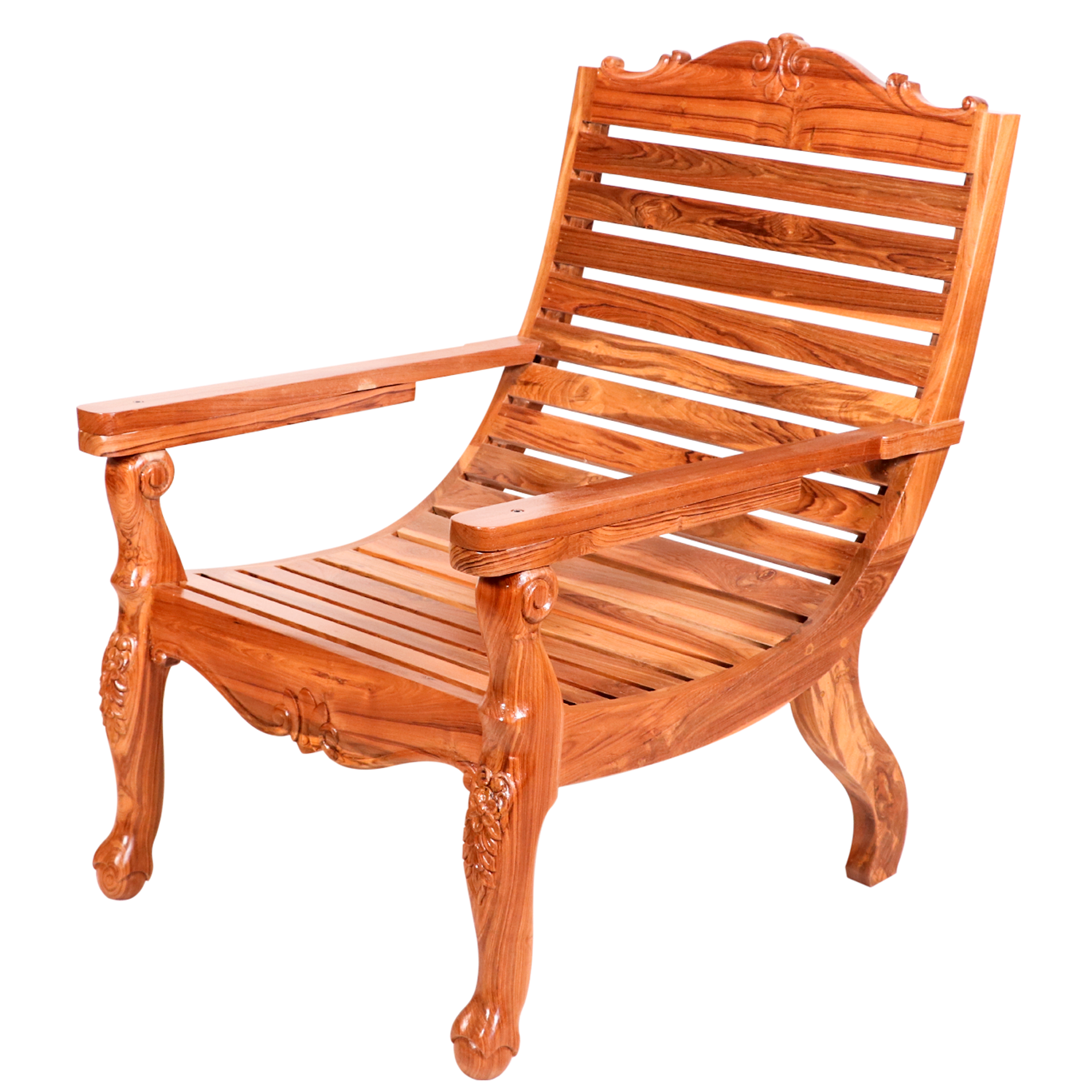 Elegant Solid Wood Recliner Planters Chair Traditional Stripped