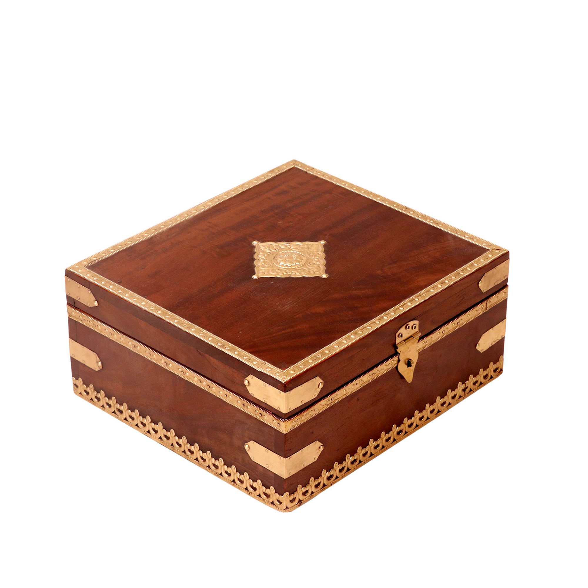 Brass fitted Solid wood box with velvet inside Wooden Box