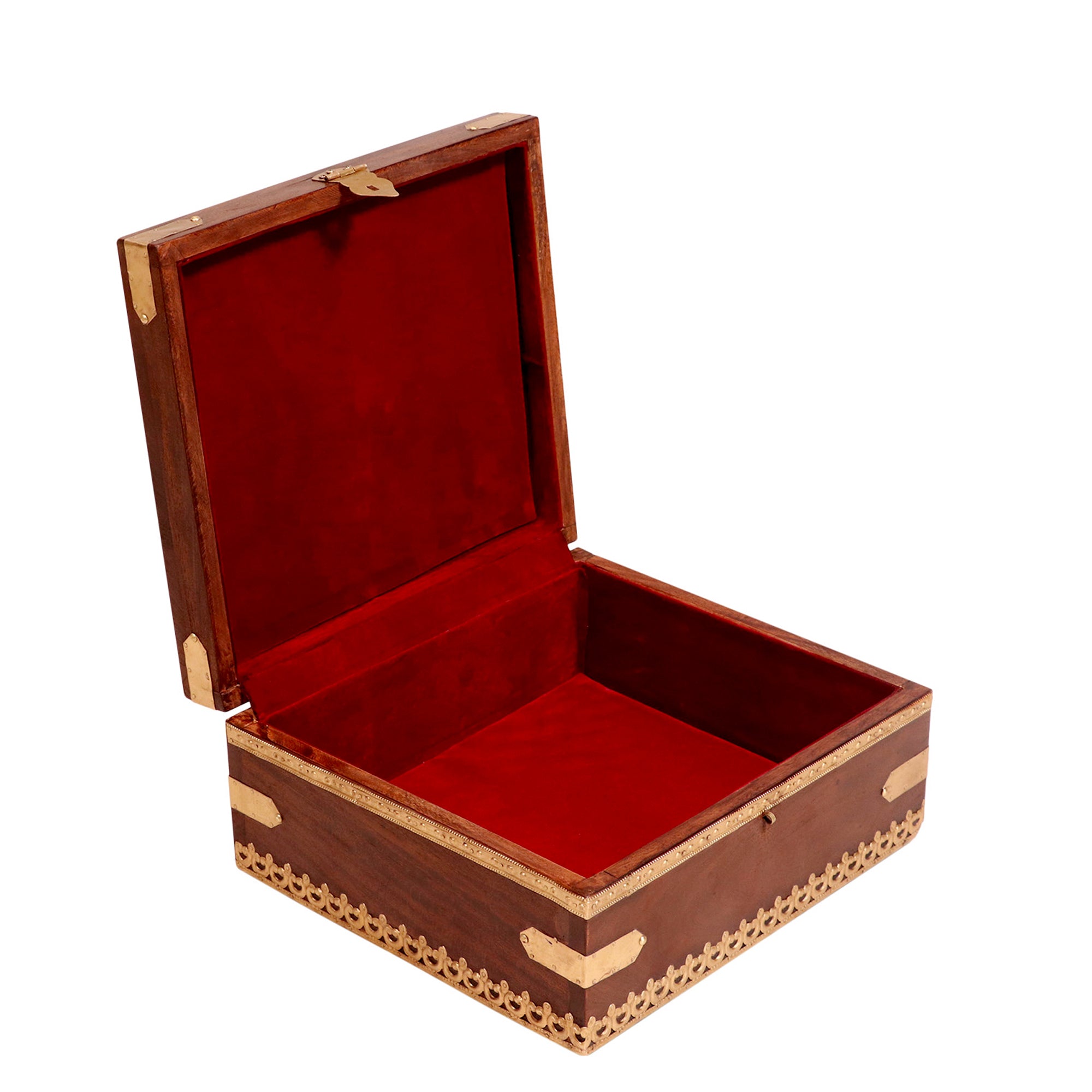 Brass fitted Solid wood box with velvet inside Wooden Box
