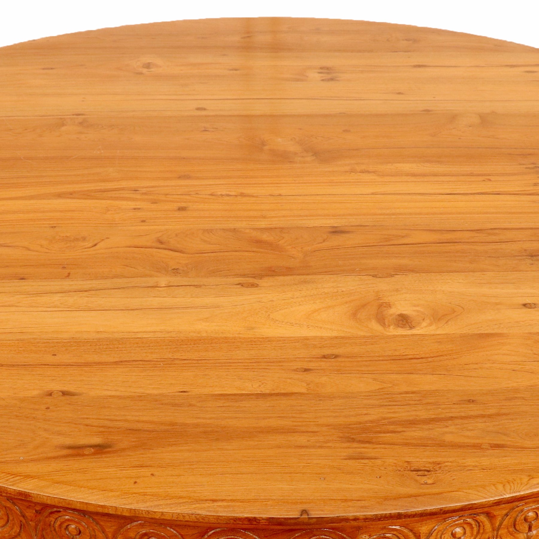 Teak wood Rounded carving Table Dining Table