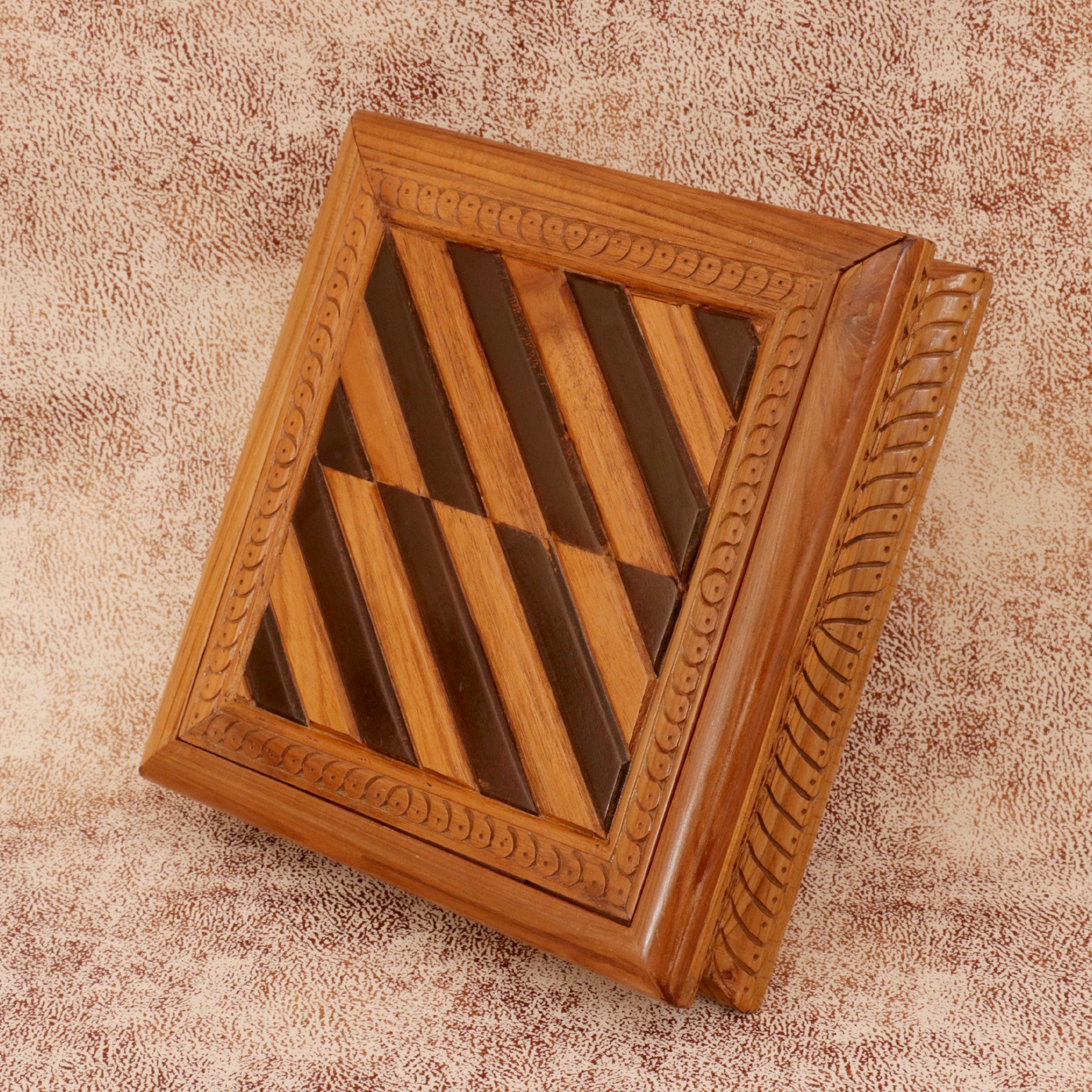 Striped Square Box Wooden Box