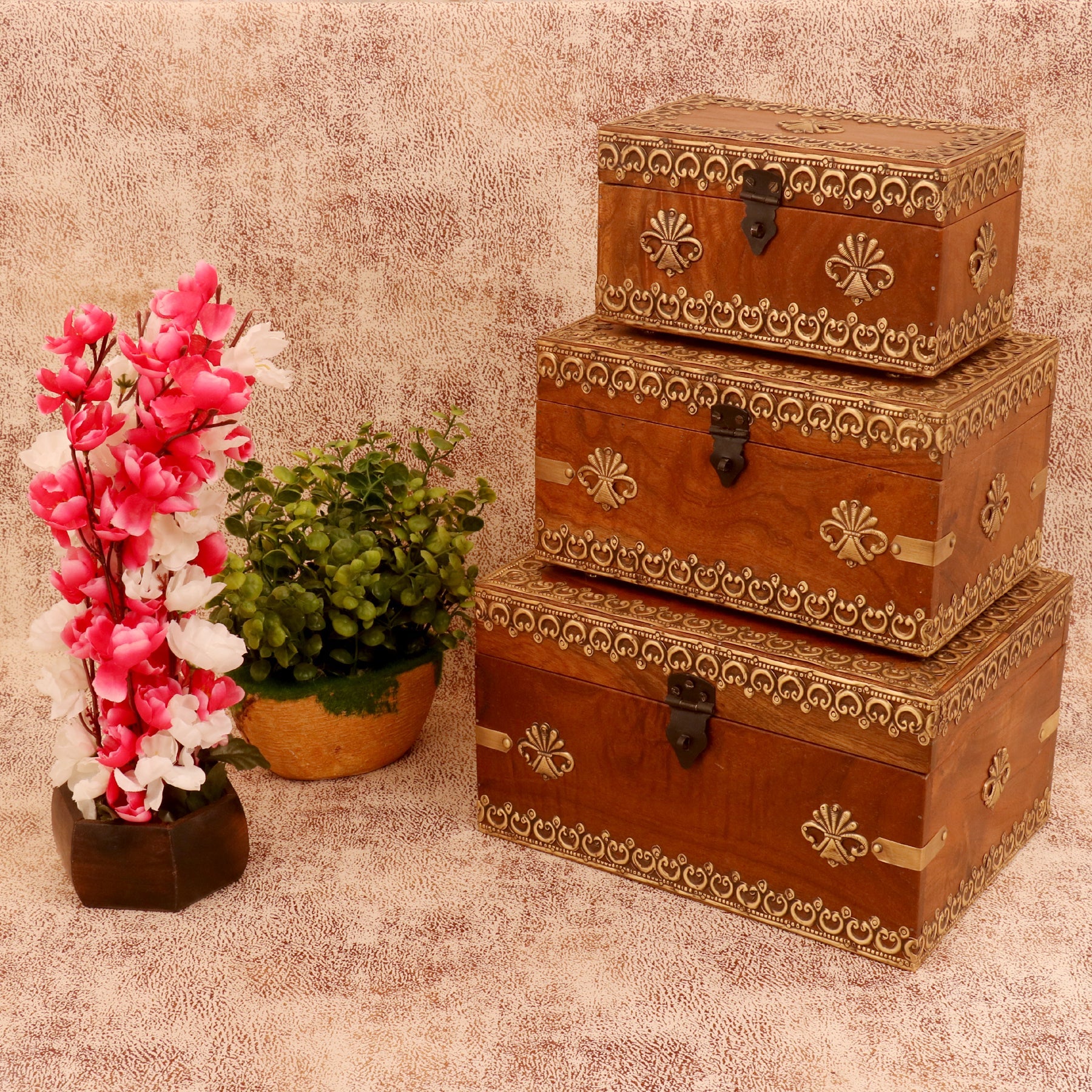Wooden Rustic Boxes Set of 3 Wooden Box
