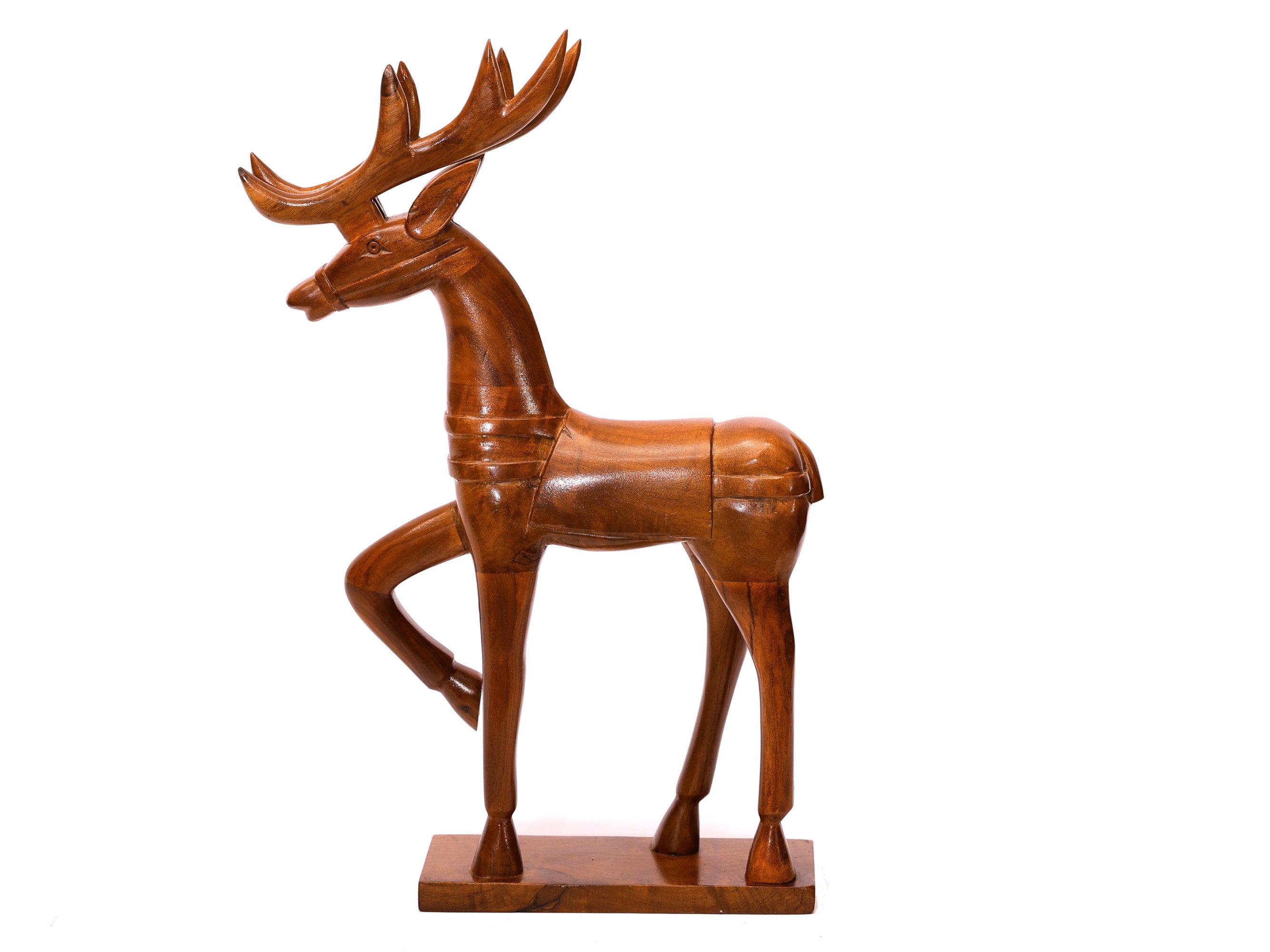 Wooden Dancing Deer Curio Animal Figurine