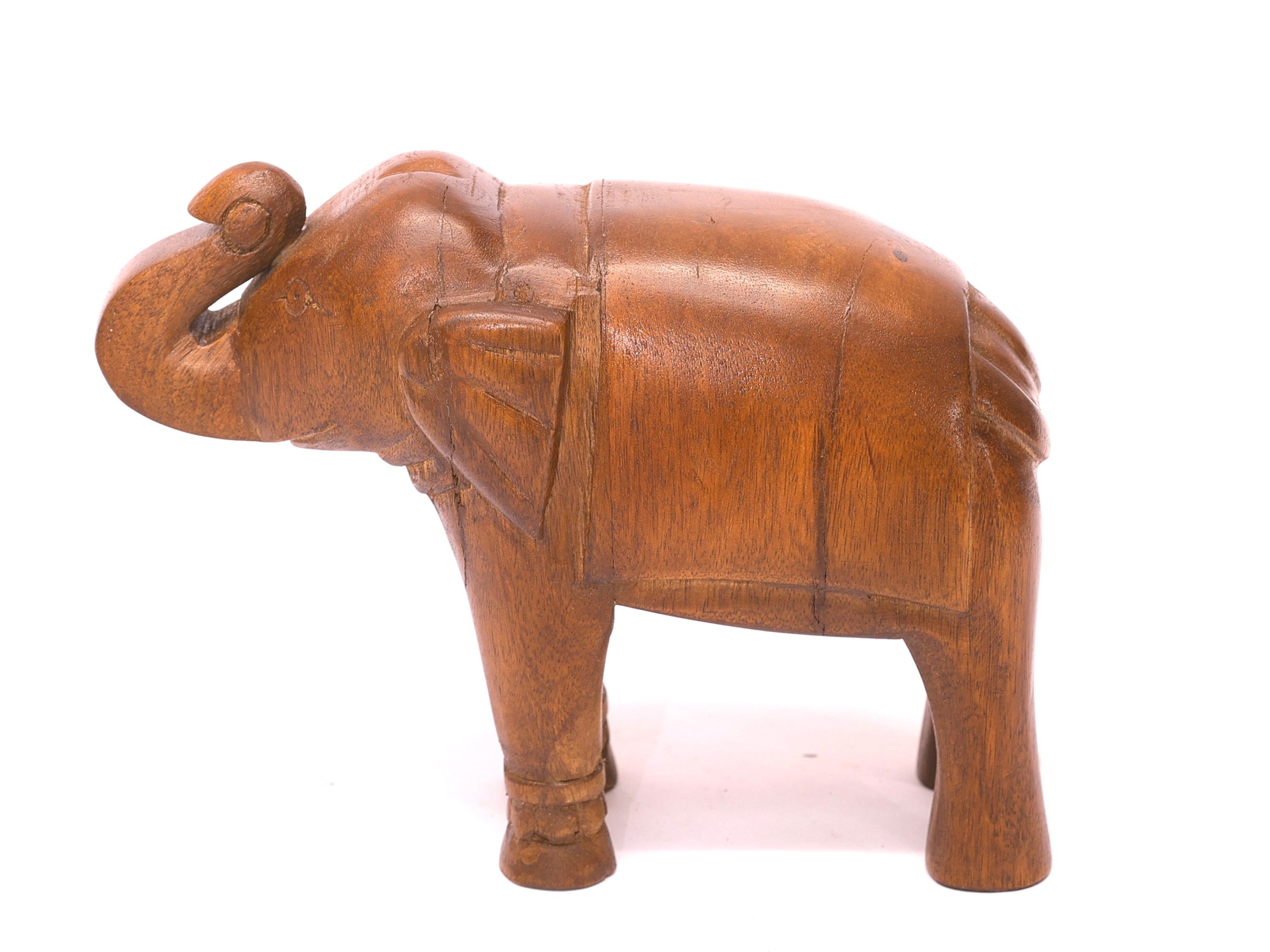 Regal Wooden Carved Elephant Animal Figurine