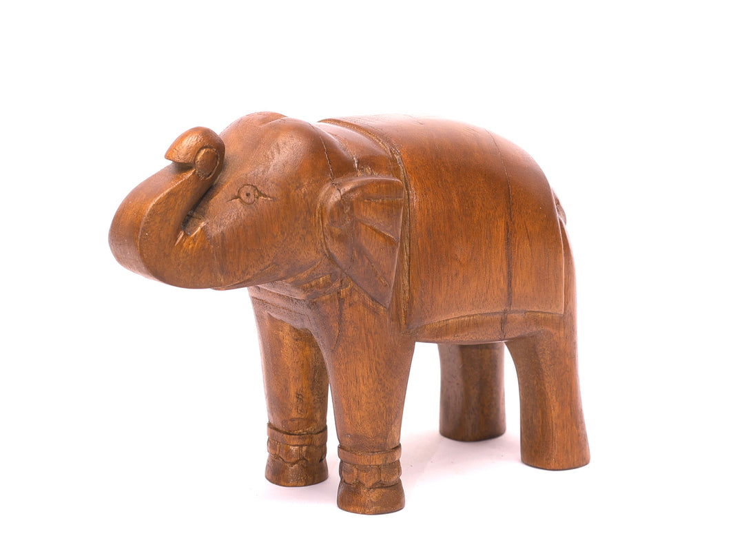 Regal Wooden Carved Elephant Animal Figurine