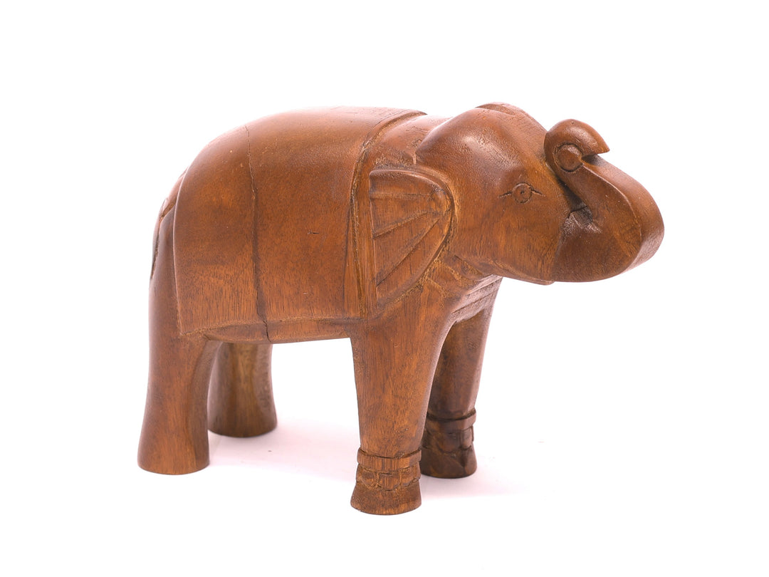 Regal Wooden Carved Elephant Animal Figurine