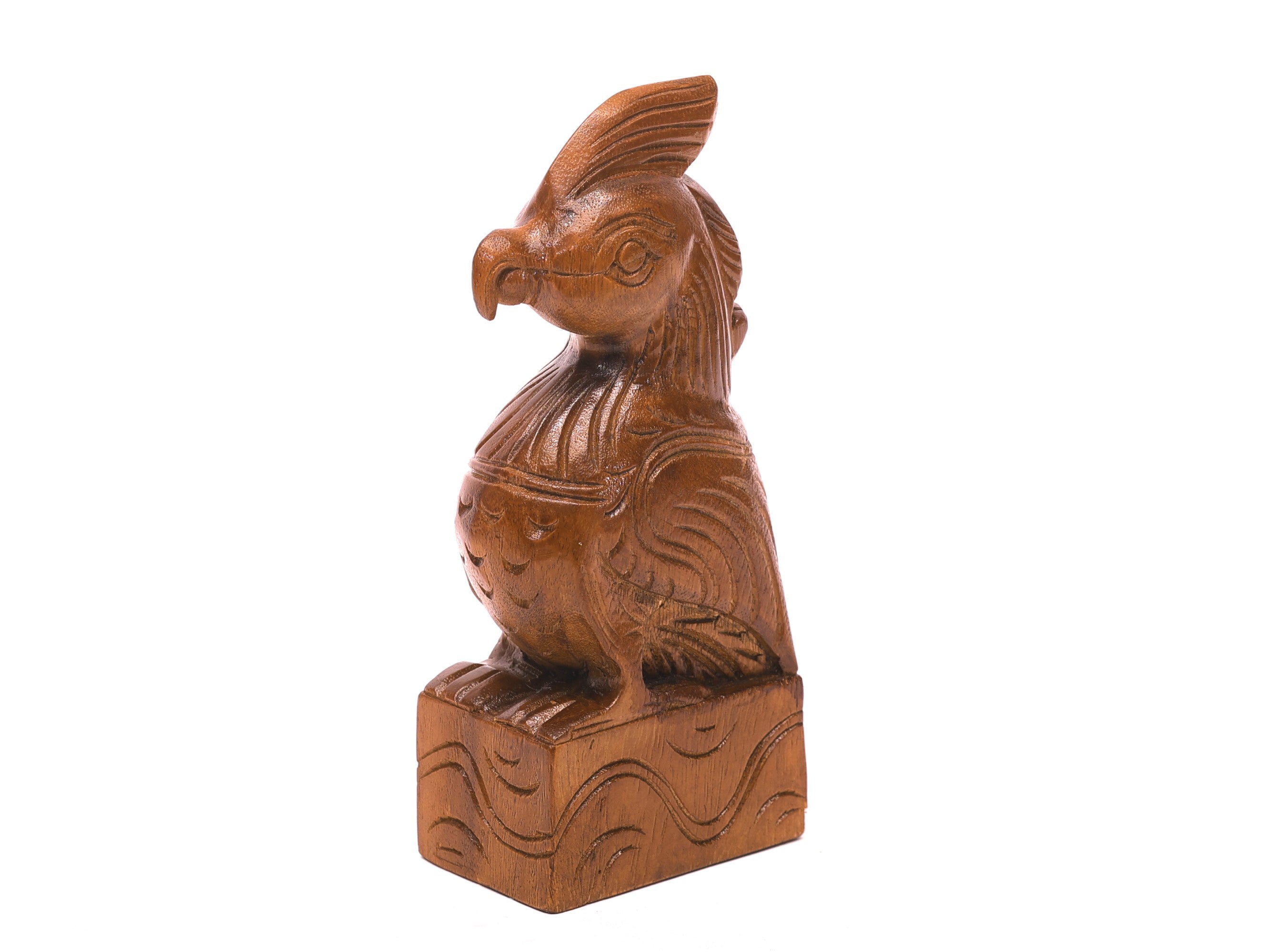 Wooden Intricate Carved Bird Self Standing Decor Animal Figurine