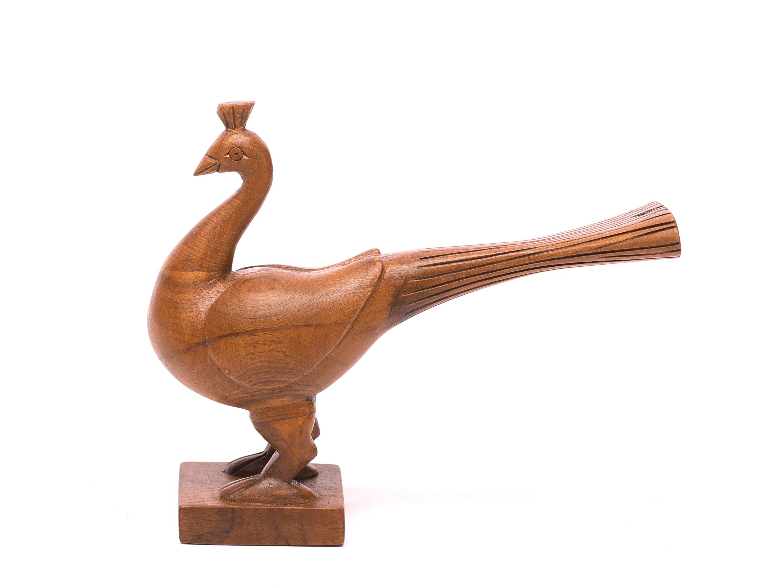 Simple Wooden Peacock Showpiece Animal Figurine