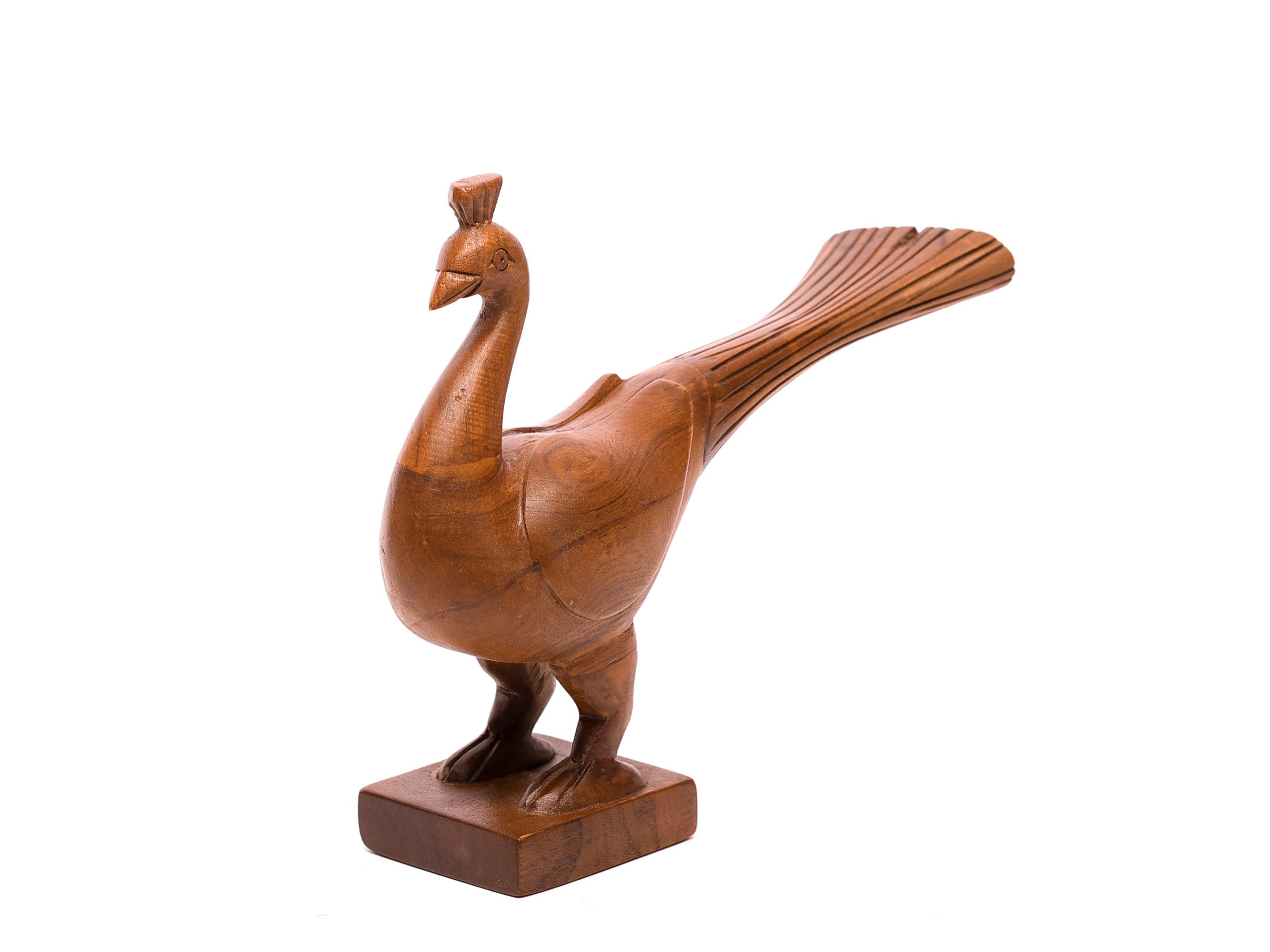 Simple Wooden Peacock Showpiece Animal Figurine