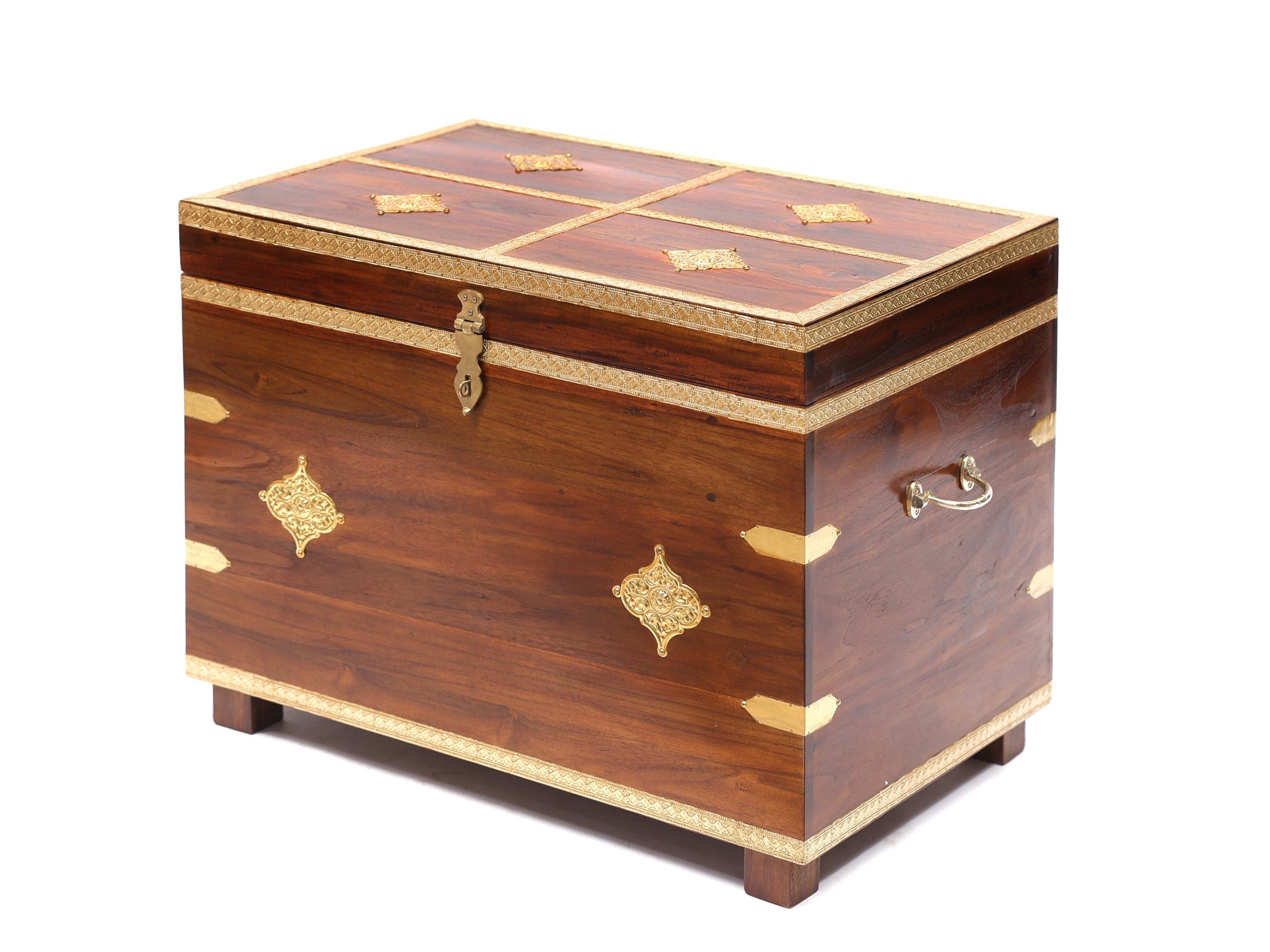 Teak wood Stylishly Trimmed Wooden Sanduk Default Title Wooden Box