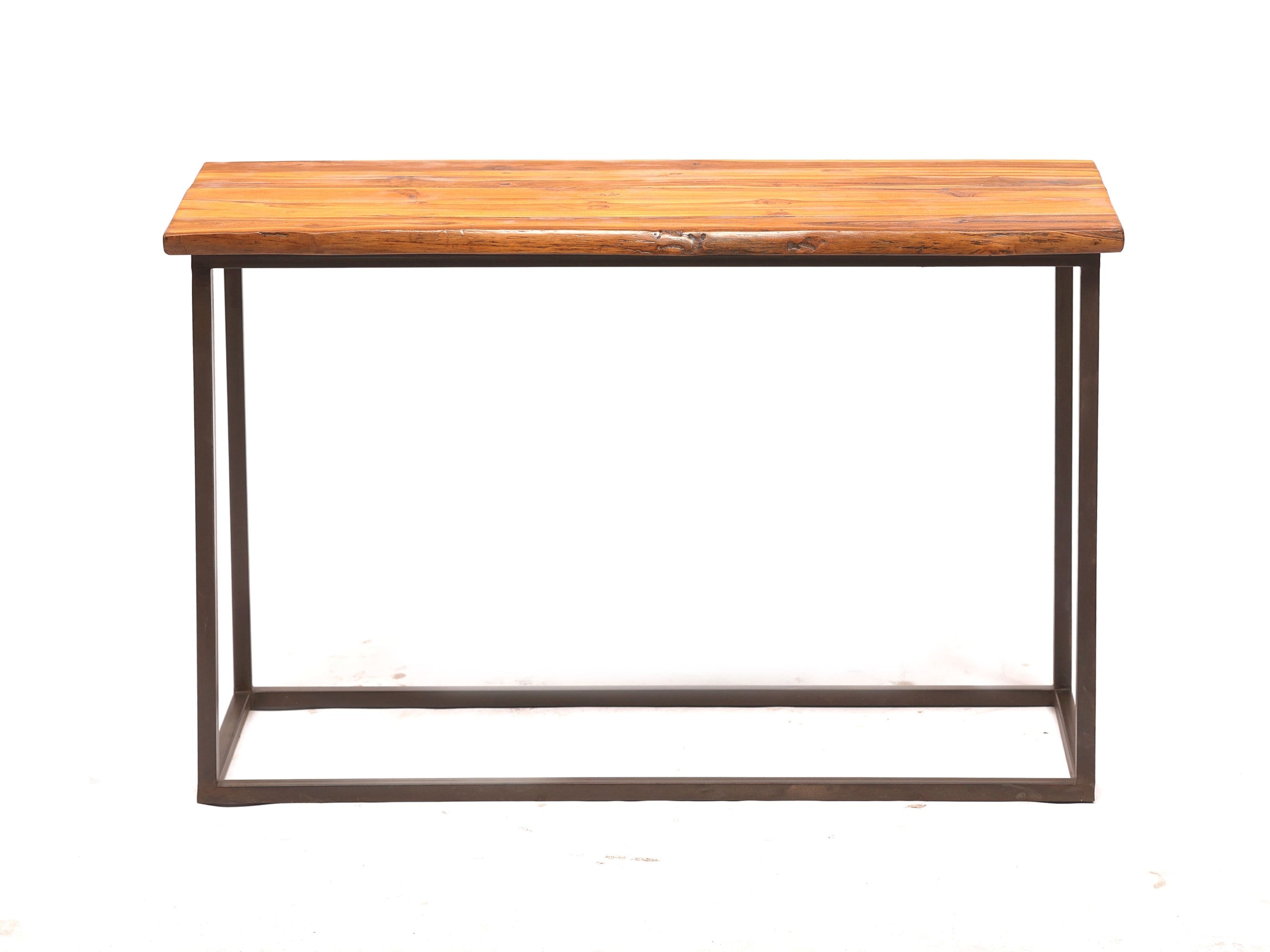 Heritage Finish Metallic Stand Solid wood Top Console Table Console Table