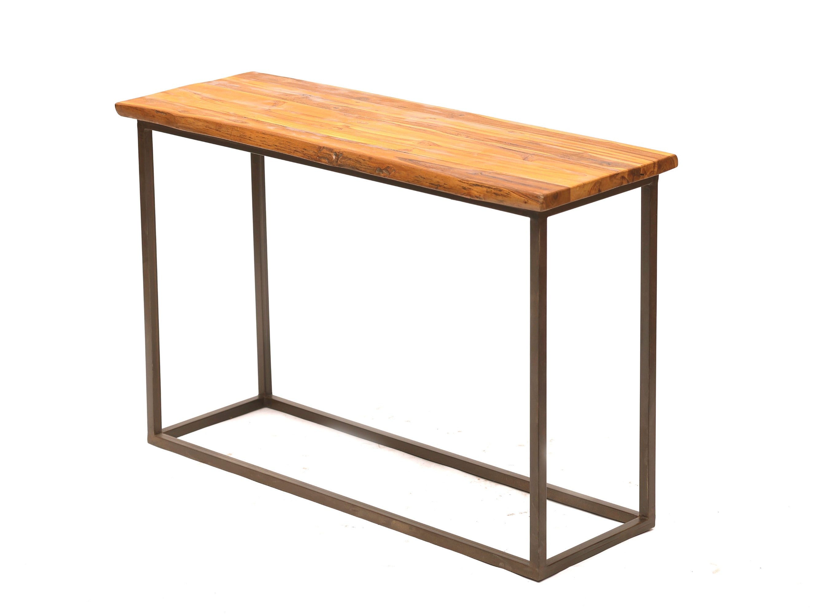 Heritage Finish Metallic Stand Solid wood Top Console Table Console Table