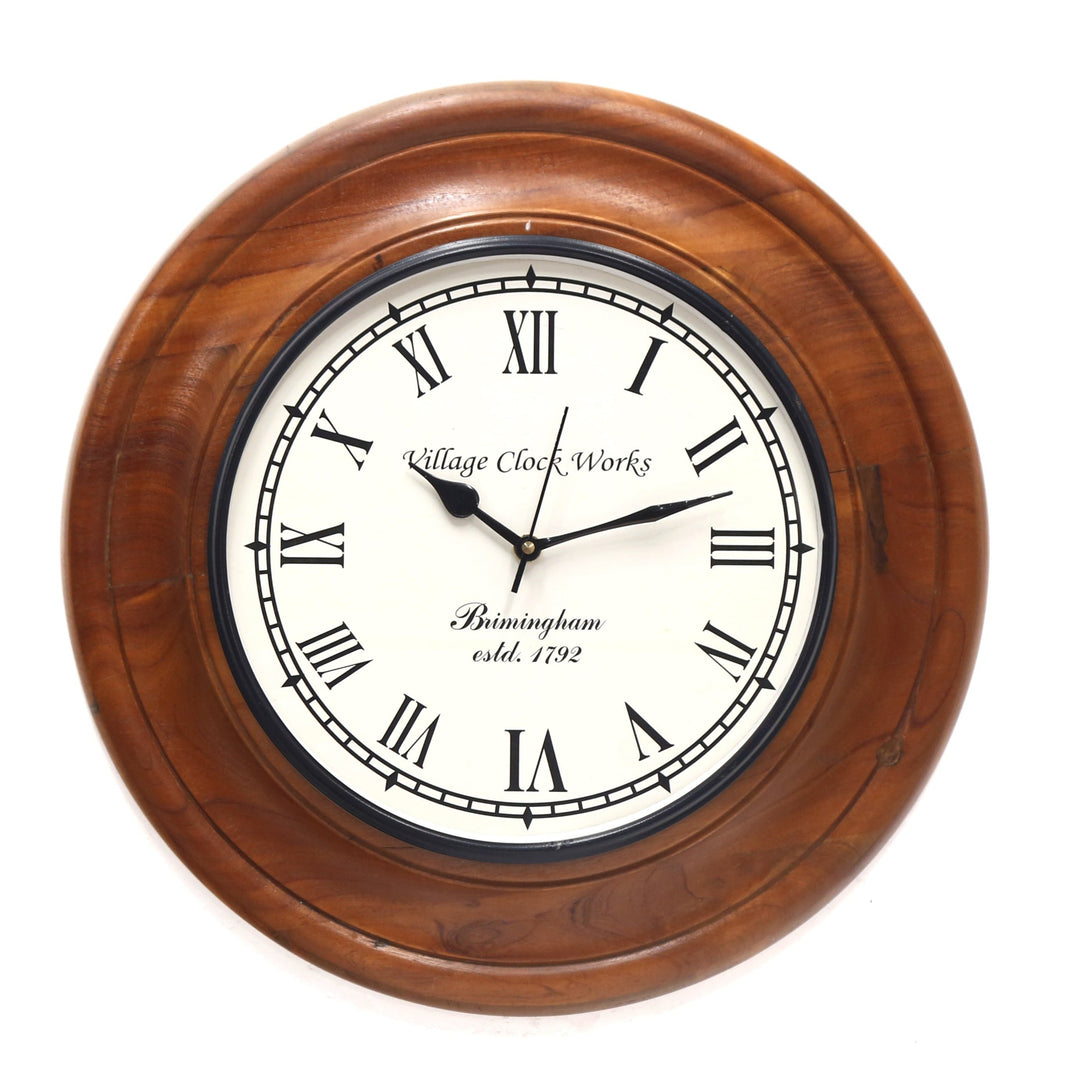 Wooden Colonial Design Clock (12 Inch Round (Dial : 8 Inch)) Clock