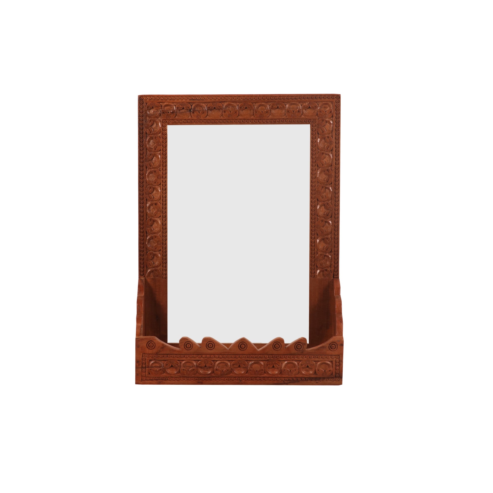 Beautifully Carved mirror with Shelf Mirror