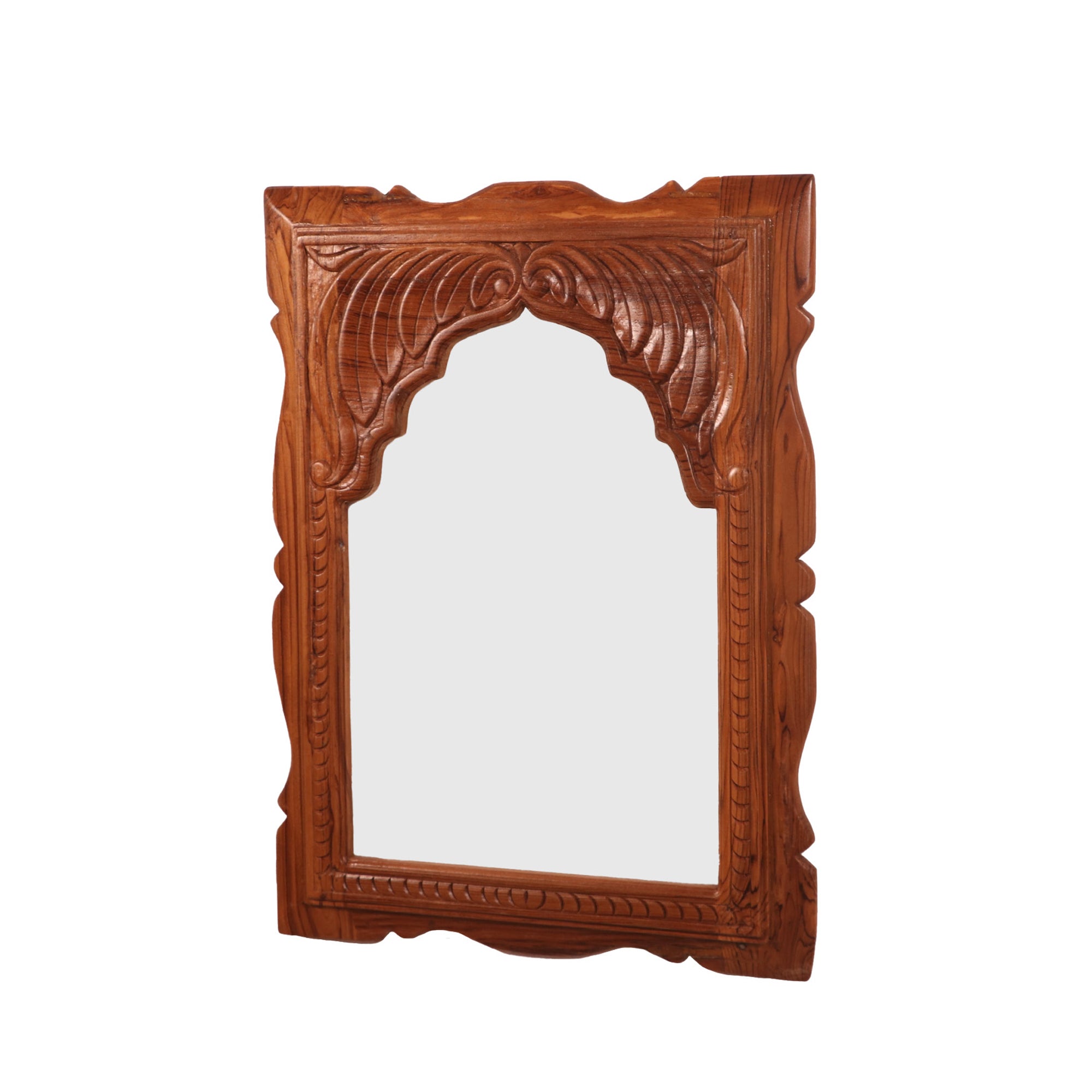 Beautifully carved flower pattern Teak Mirror Frame Mirror