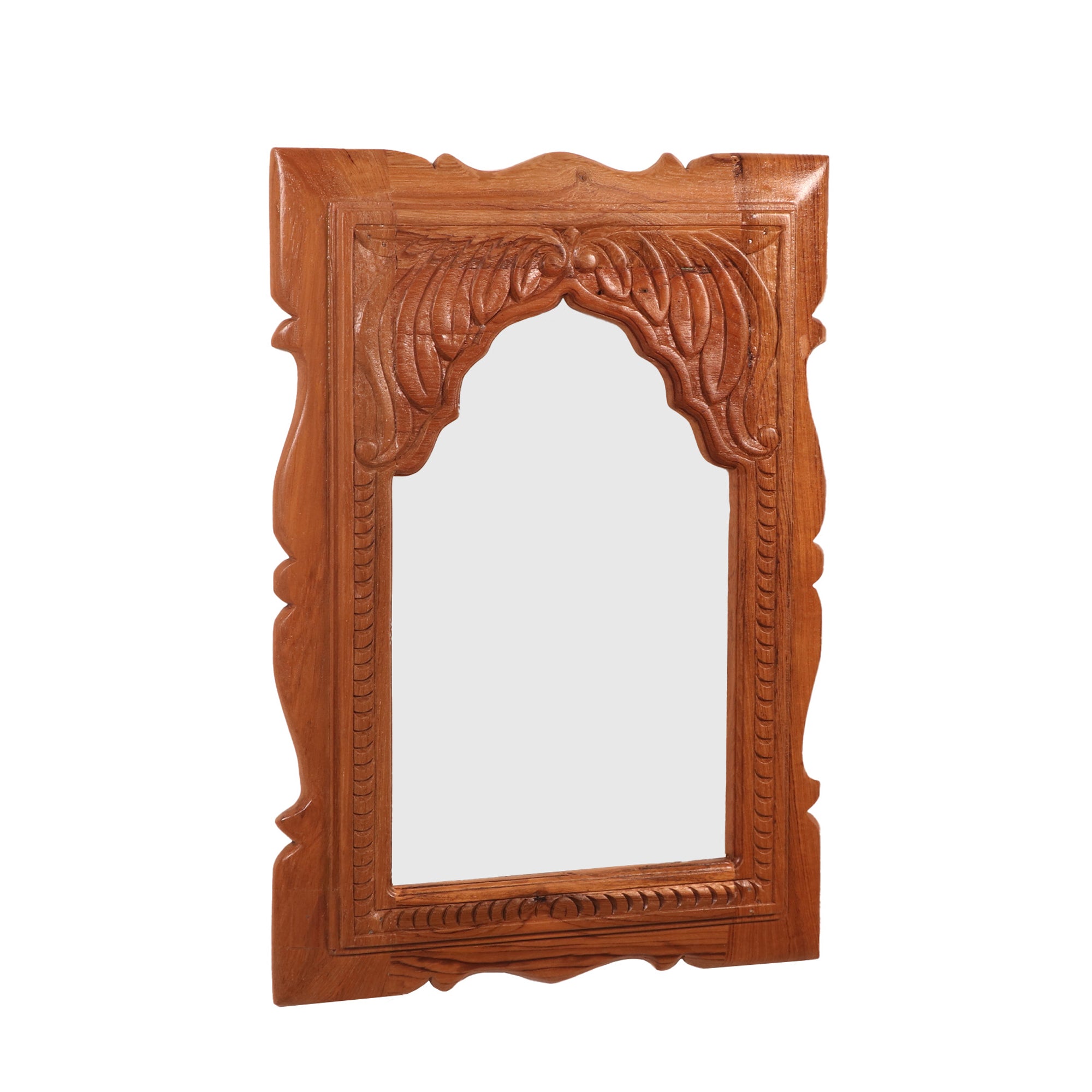 Carved flower pattern Teak Mirror Frame Mirror