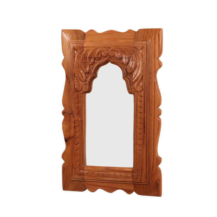 Handcrafted flower pattern Teak Mirror Frame Mirror