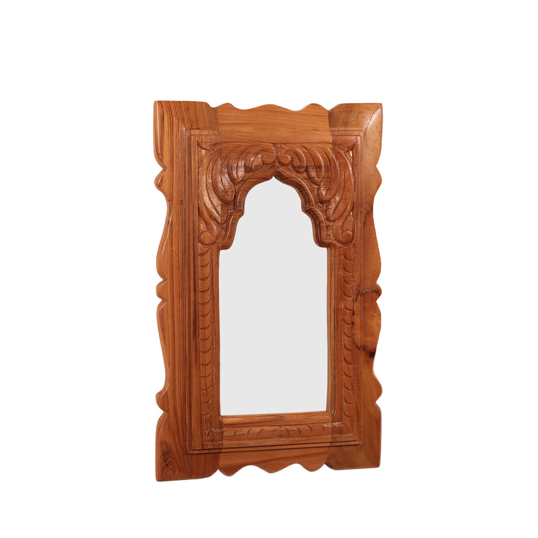 Handcrafted flower pattern Teak Mirror Frame Mirror