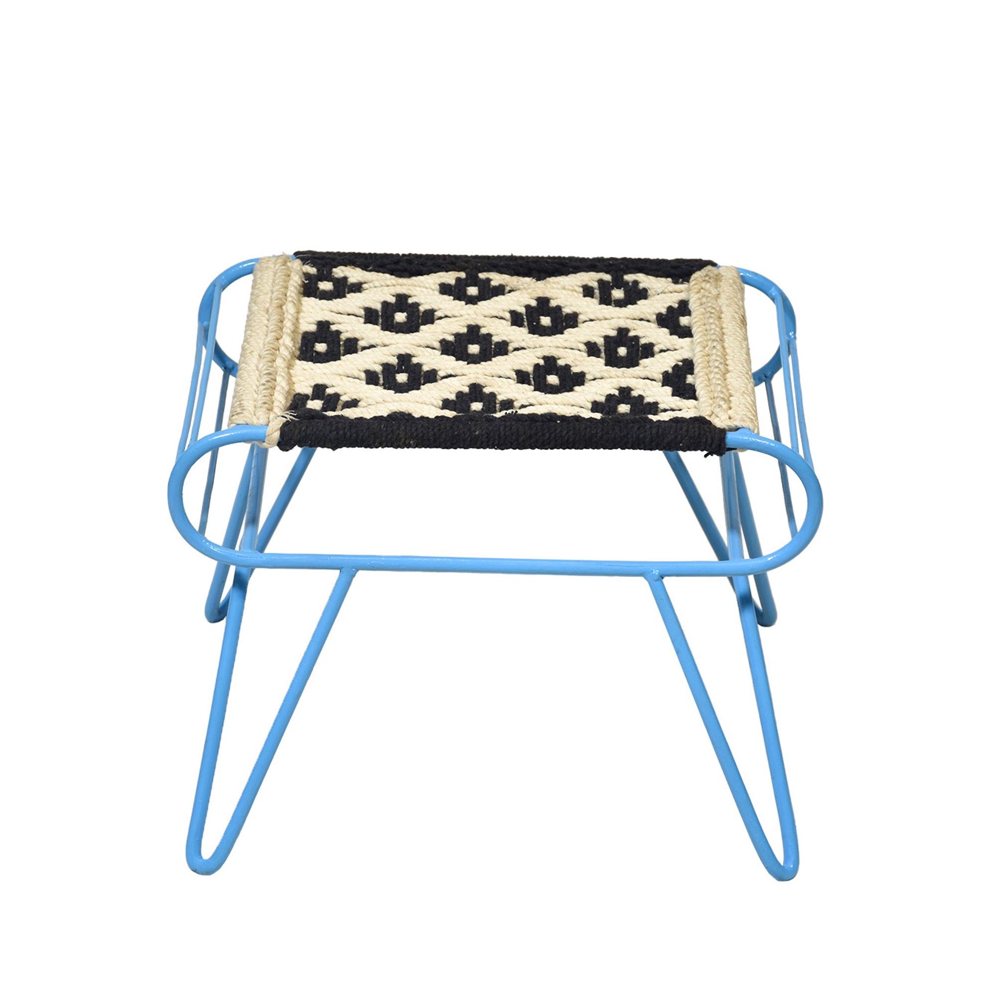 Black white Retro Style Woven Stool Stool