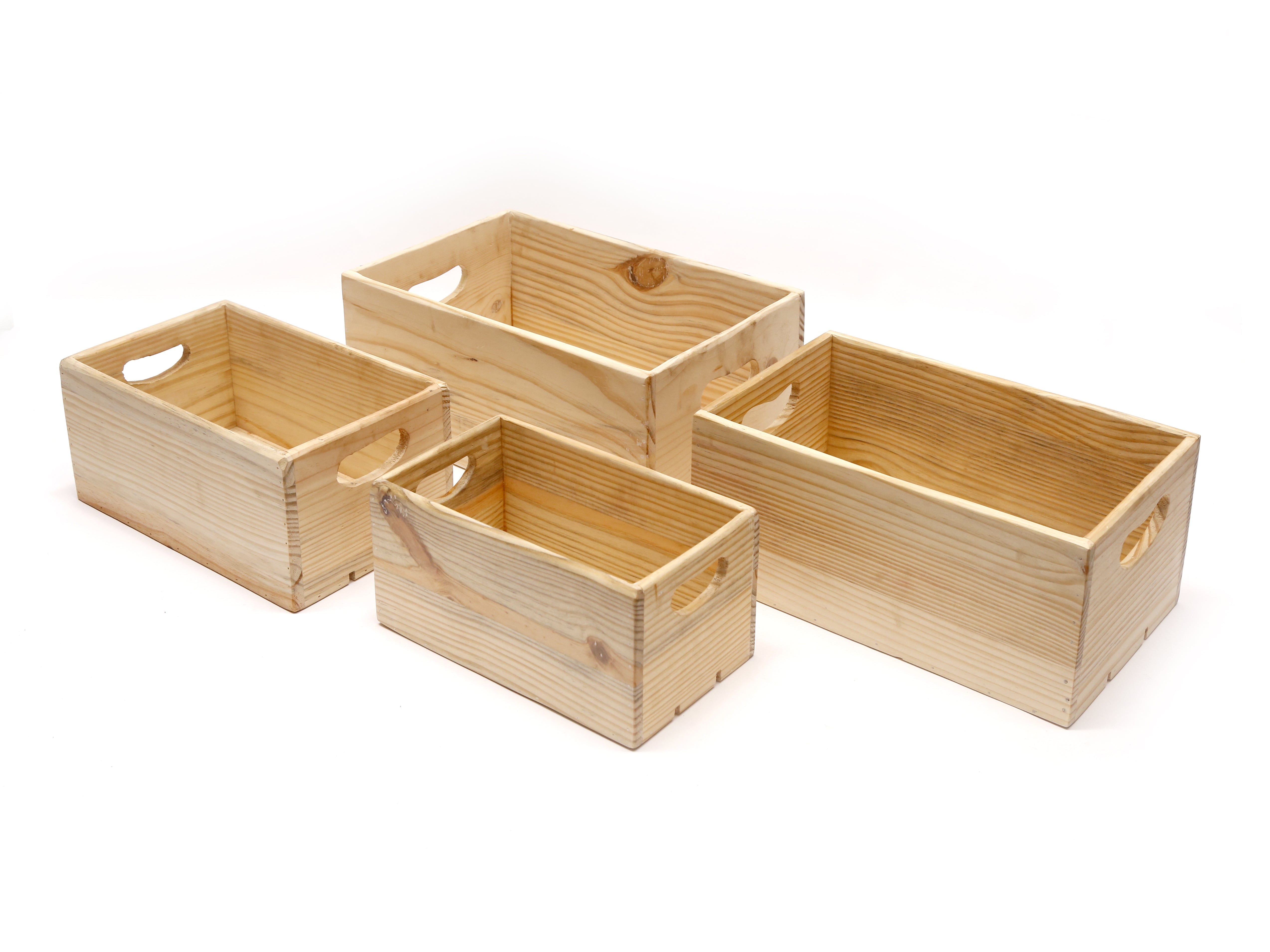 (Set of 4) Pine Wood Fruit & Vegetable Crates Crate