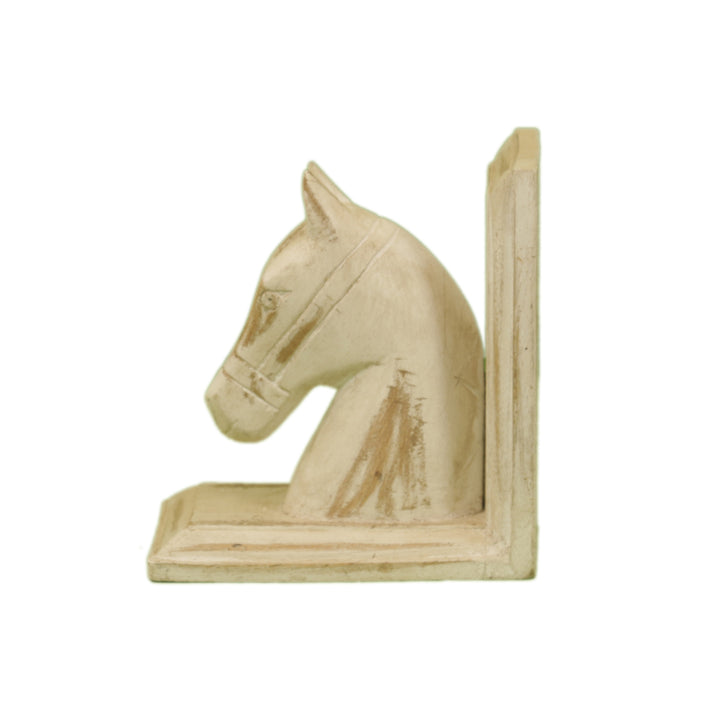 Rich Light Finished Handmade White Horse Head Bookends Animal Figurine