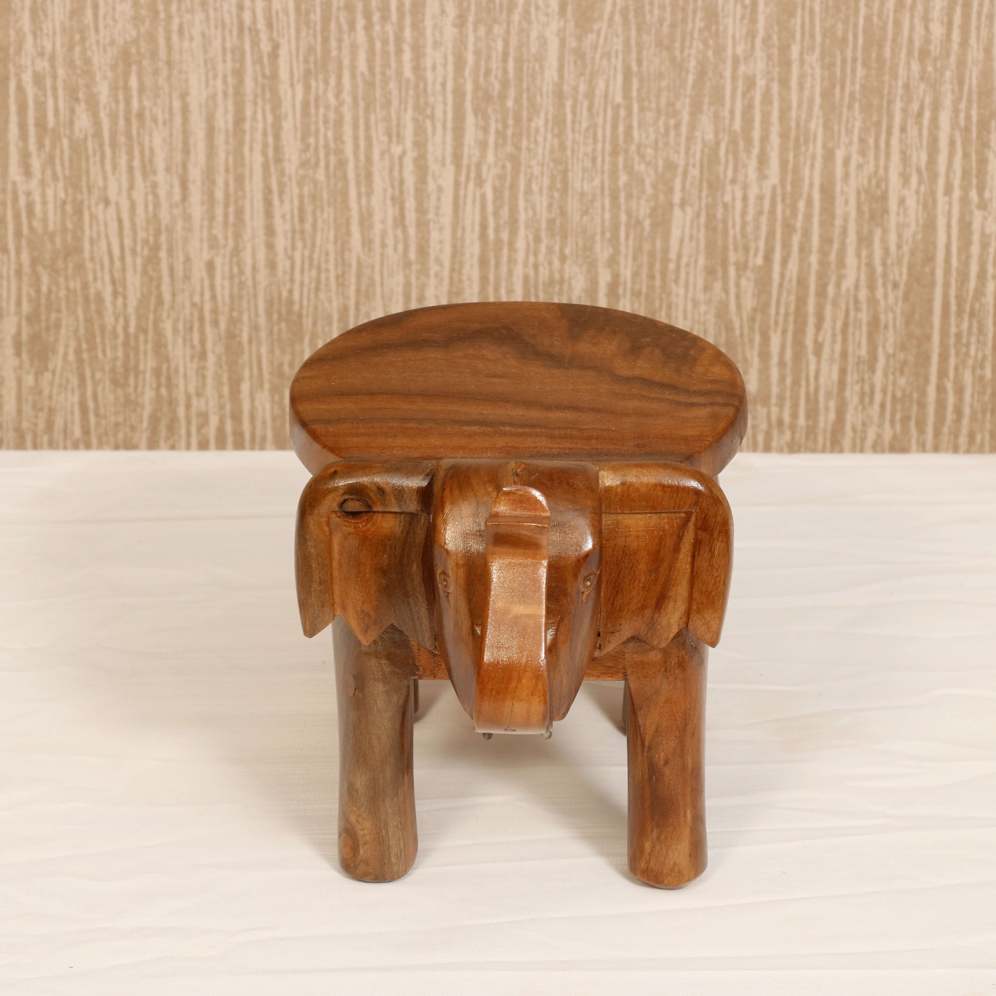 Wooden Tone Elephant Table Stand Animal Figurine