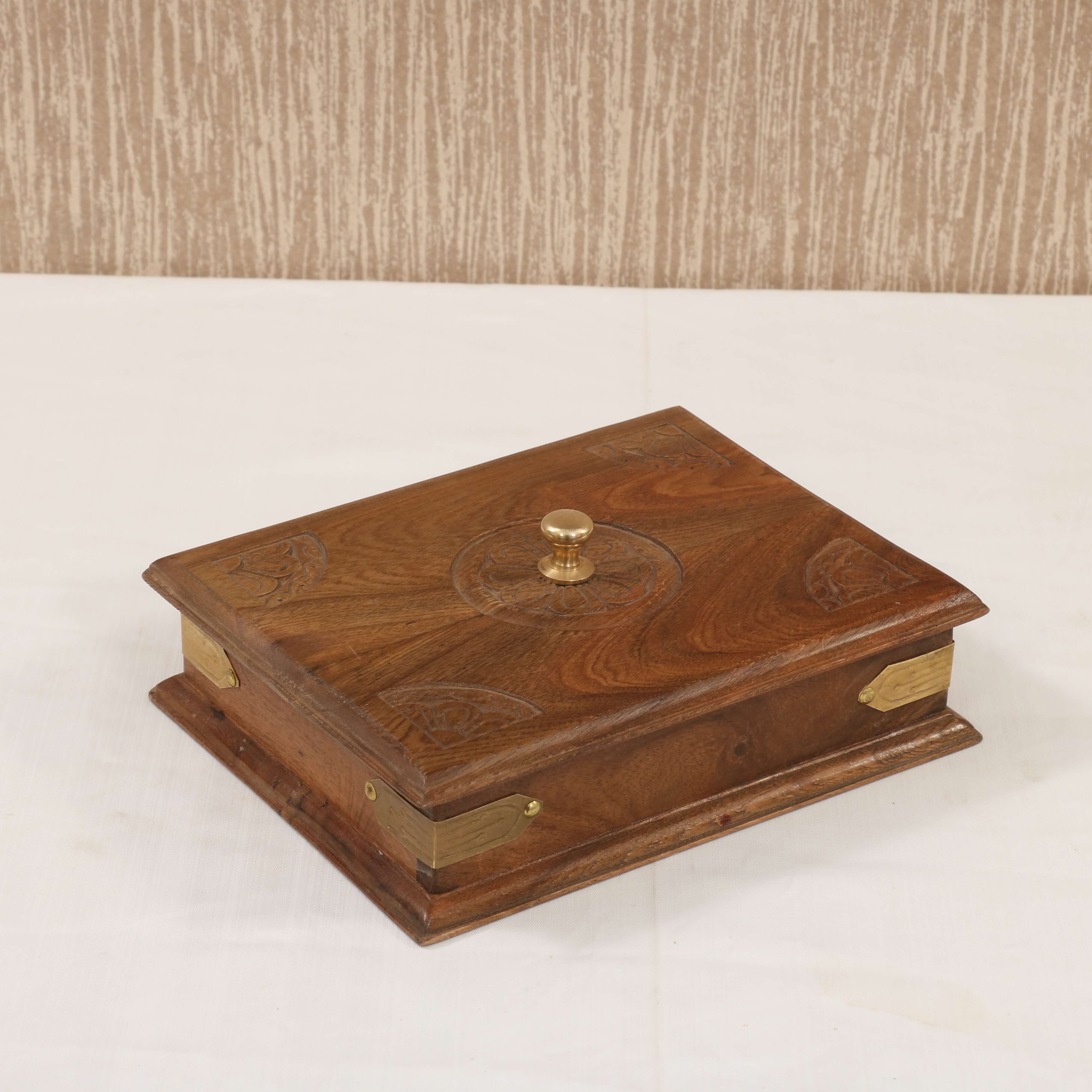 Corner Engraved Wooden Box Wooden Box